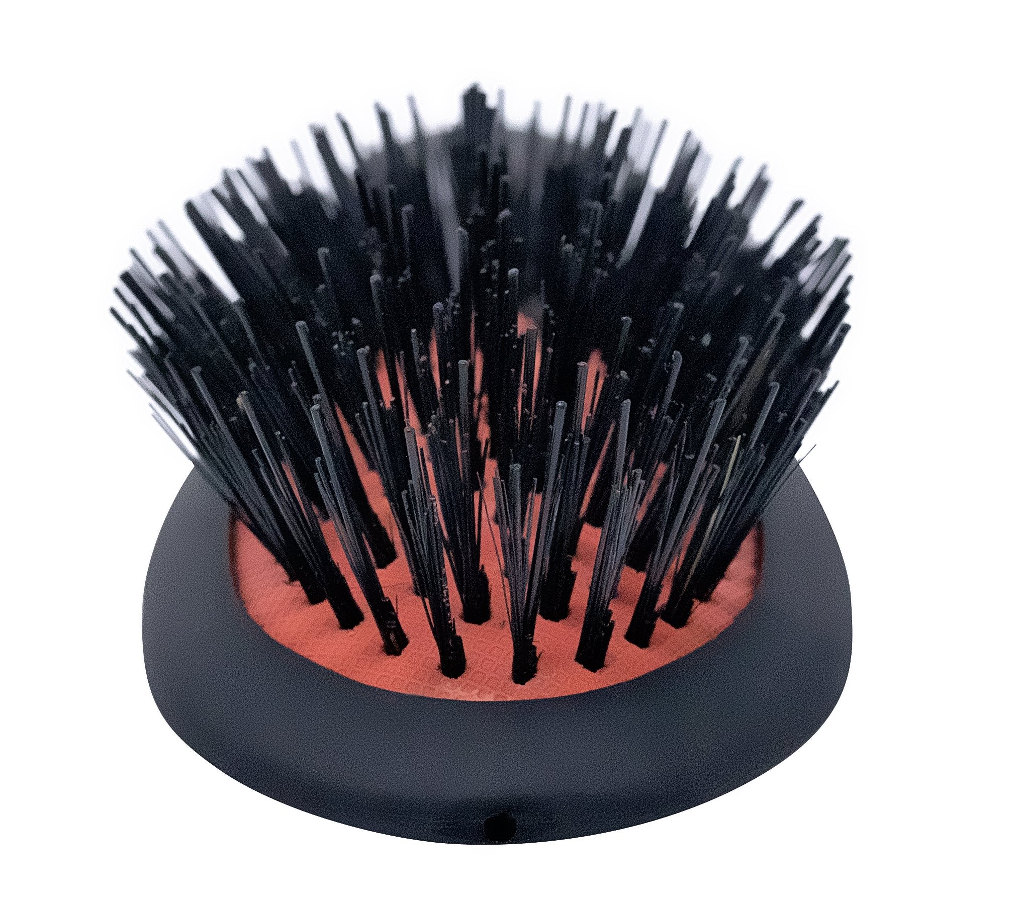 Spornette bristle tuft demonstrates penetration for easy detangling.