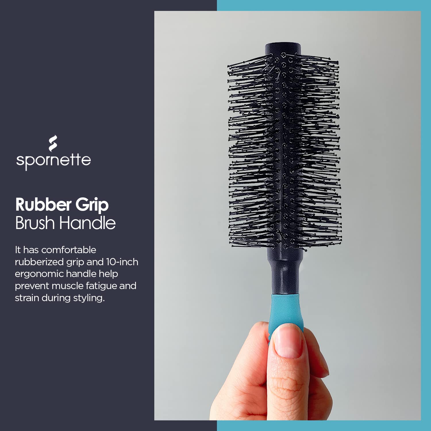 Spornette Double Stranded XL Round Brush detangles curls with gentle nylon bristles