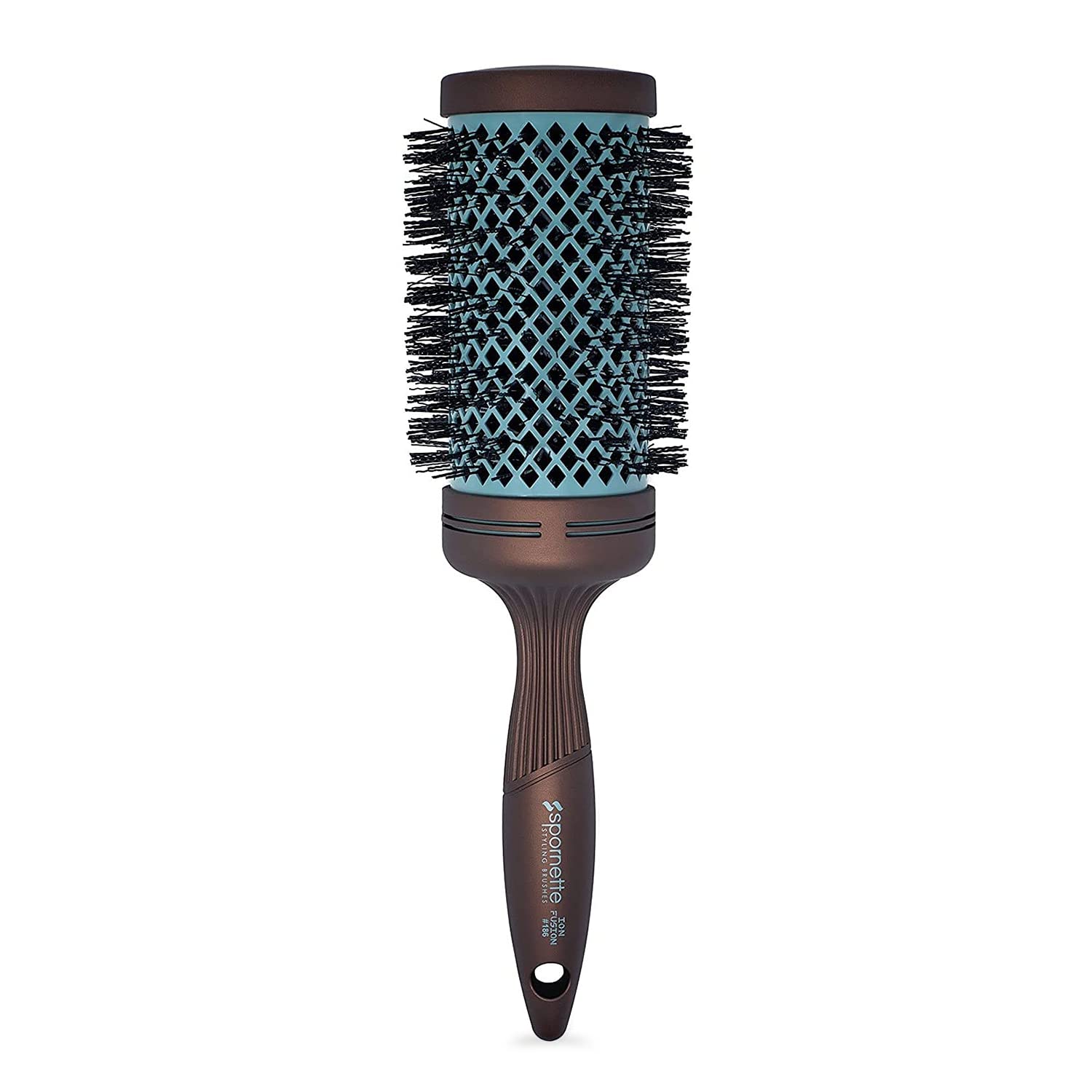 Spornette Ion Fusion 3-inch round brush with ceramic barrel for smooth, faster drying.