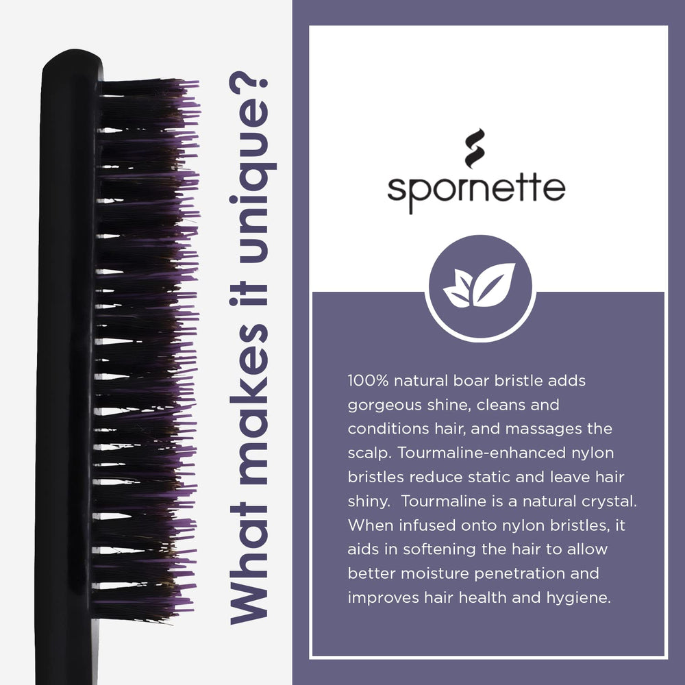 SPORNETTE Little Wonder boar bristles massage scalp for natural shine and nourishment