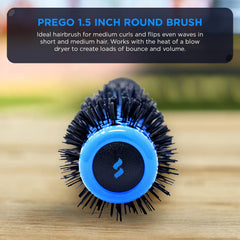 Spornette Prego bristle detail, nylon nano silver reduce static for smooth blowouts.