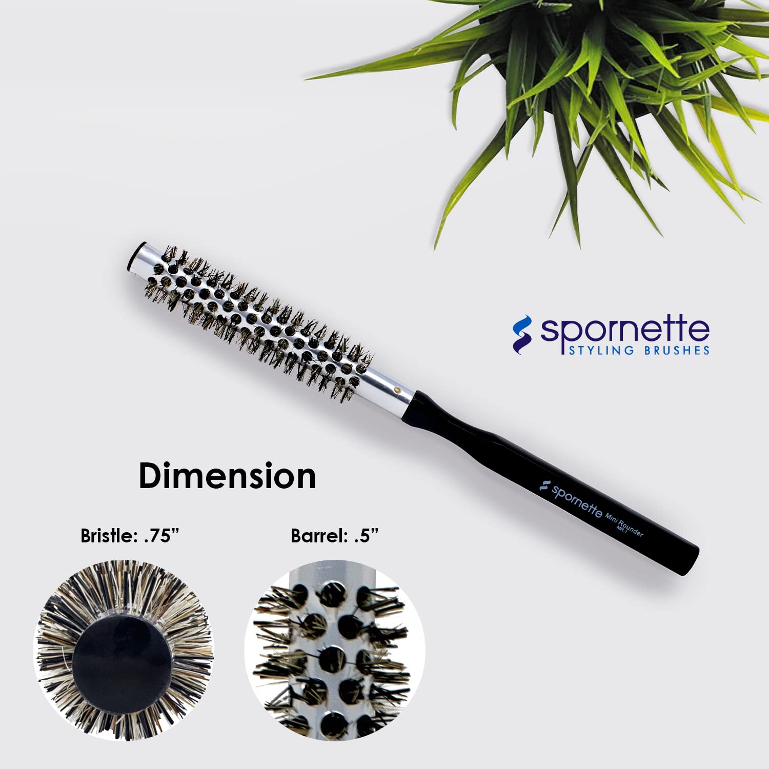 Spornette small round brush root lift bangs shot illustrates volume and shape