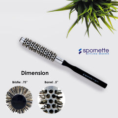 Spornette small round brush root lift bangs shot illustrates volume and shape