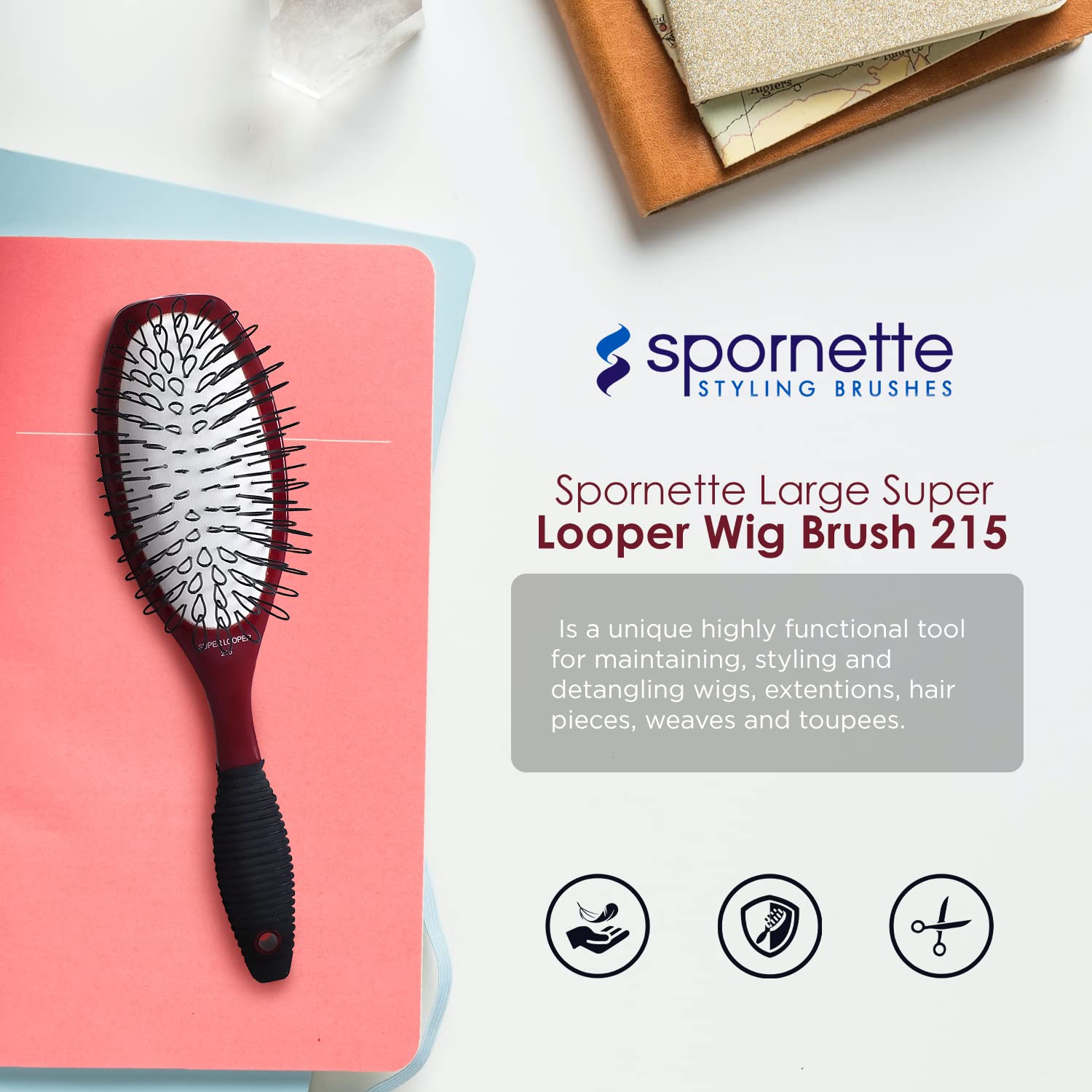 Spornette Super Looper brush looped bristles prevent snagging during styling