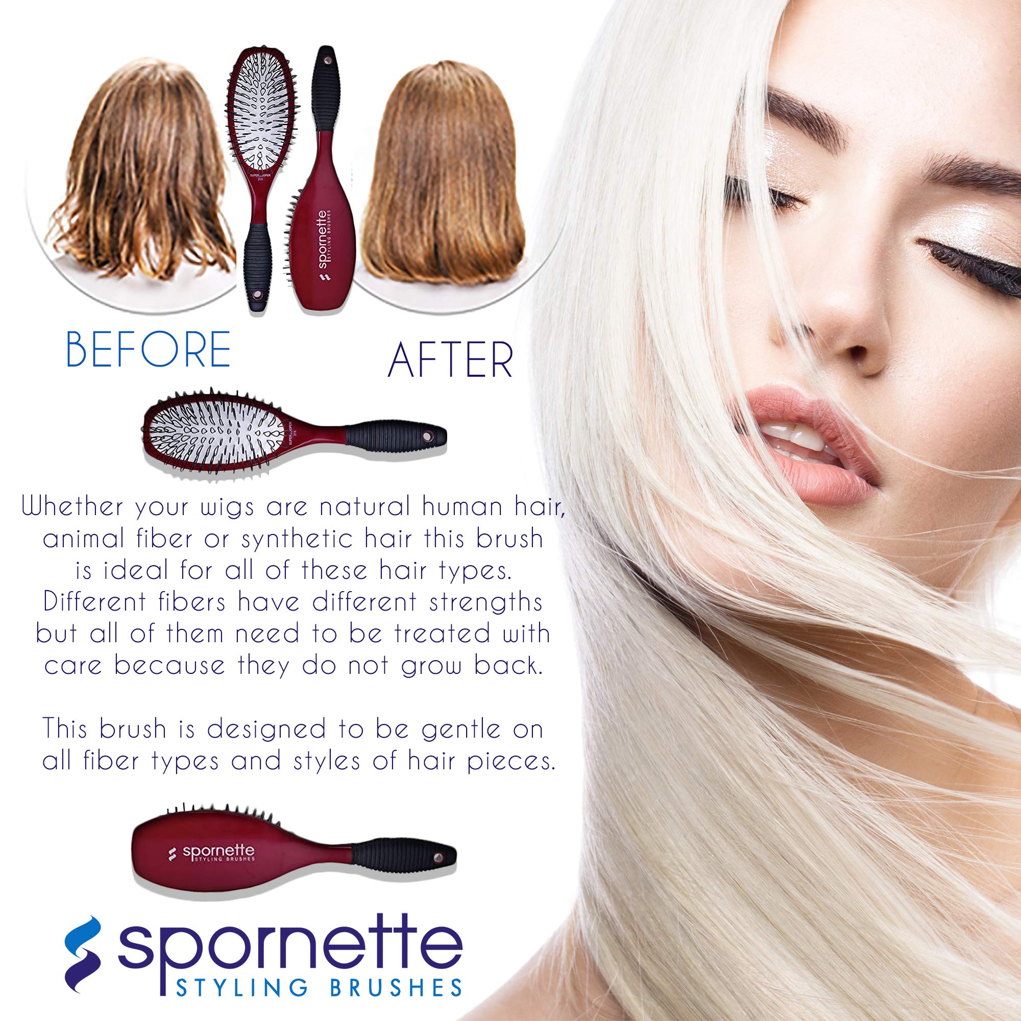 Spornette Super Looper brush natural and synthetic hair compatibility
