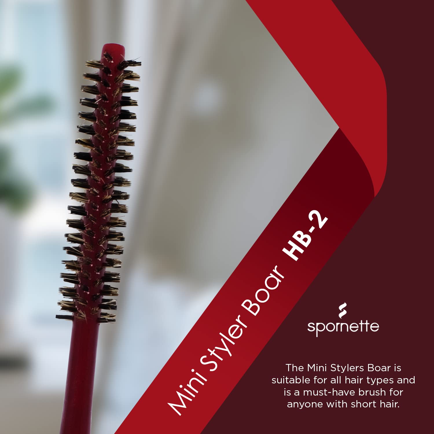 Spornette wooden-handle brush demonstrates precision styling for short hair and bangs