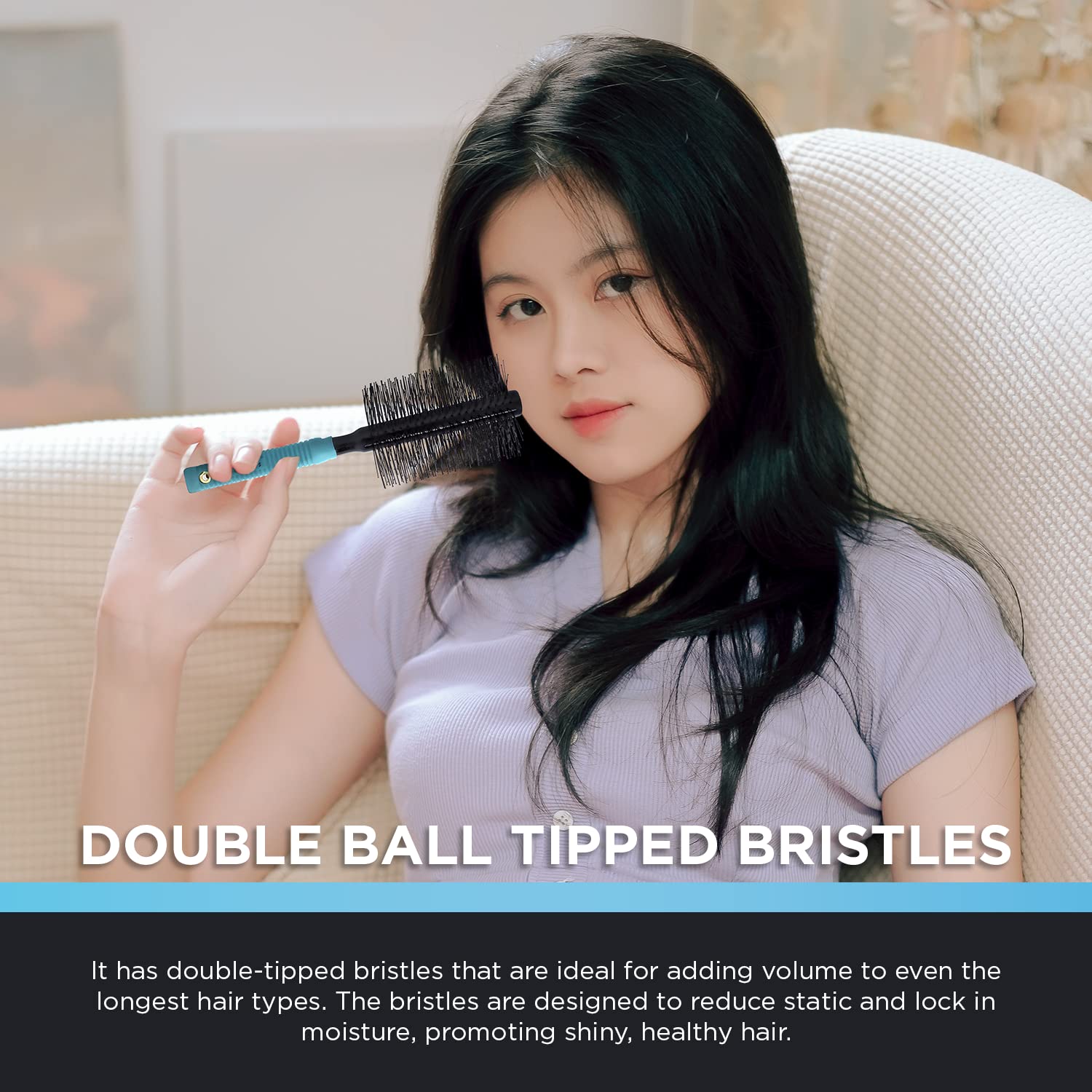 Spornette XL Rounder bristles detangling action for pain-free combing and shiny results.