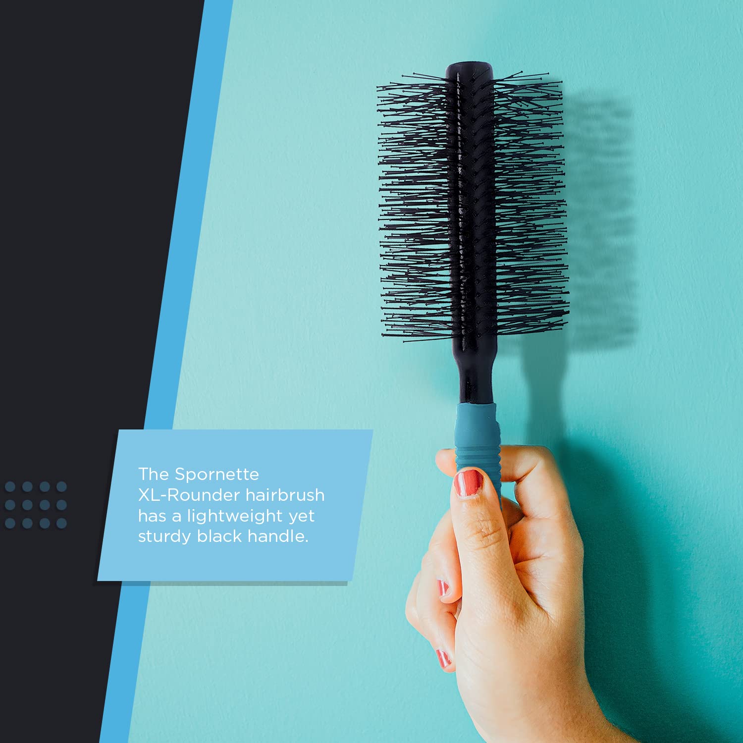 Spornette XL Rounder sample image showing smooth finish and reduced frizz on longer hair.