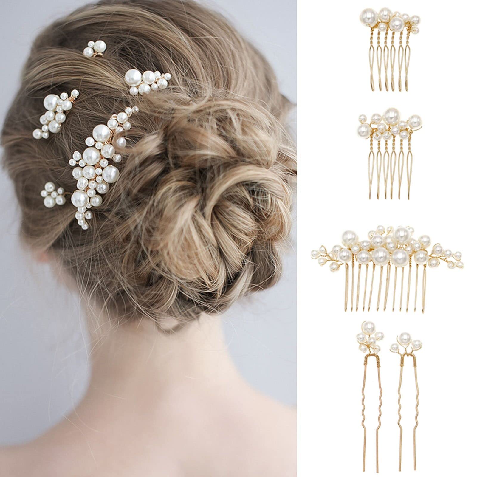 Sppry updo hair accessory pearl combs ideal for boho or classic styles