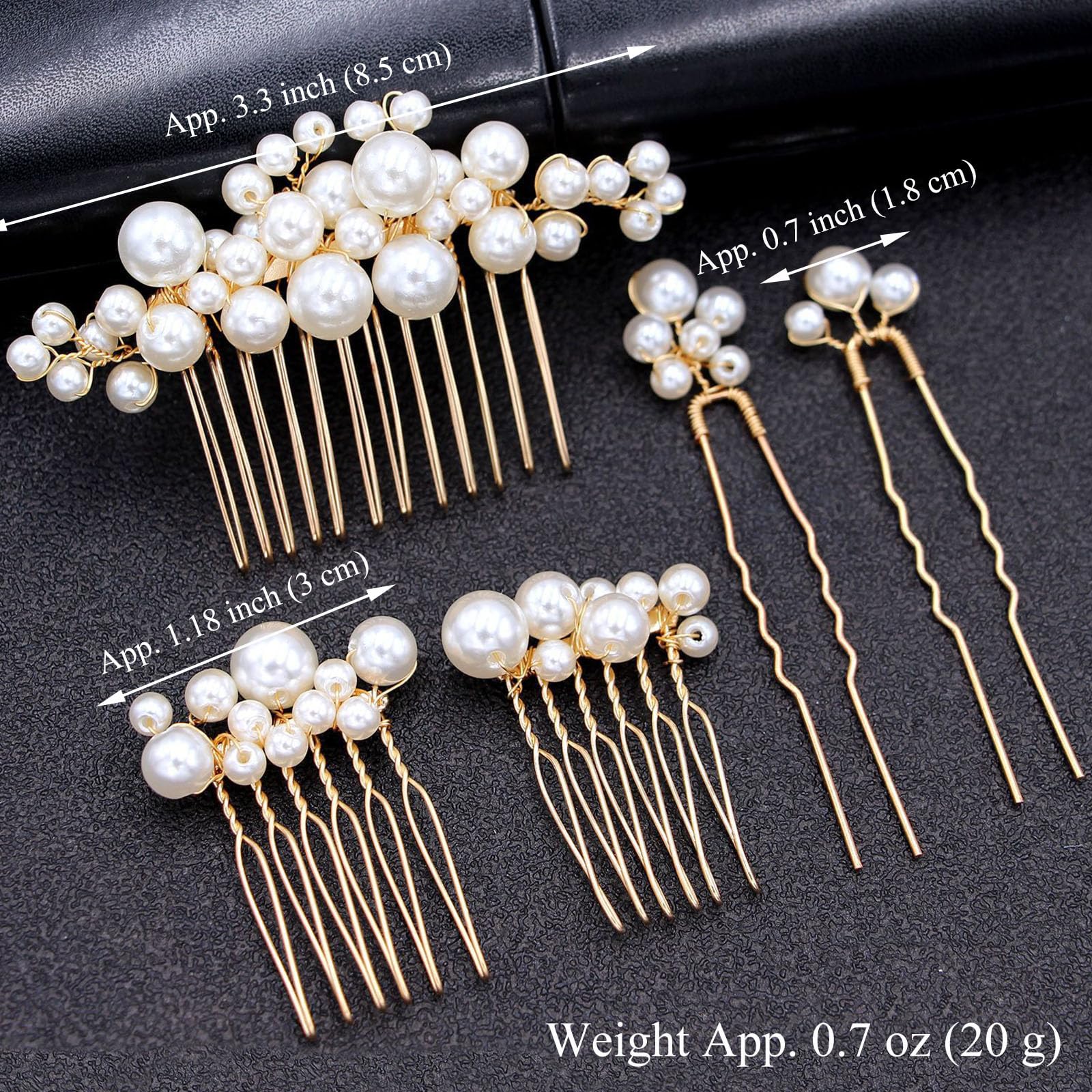 Sppry wedding pearl hair combs sideview in gold for timeless prom glam