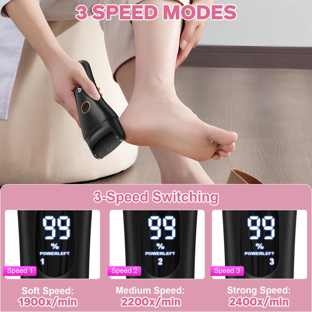 Spriak foot file with LCD display and adjustable speeds aids precise control.