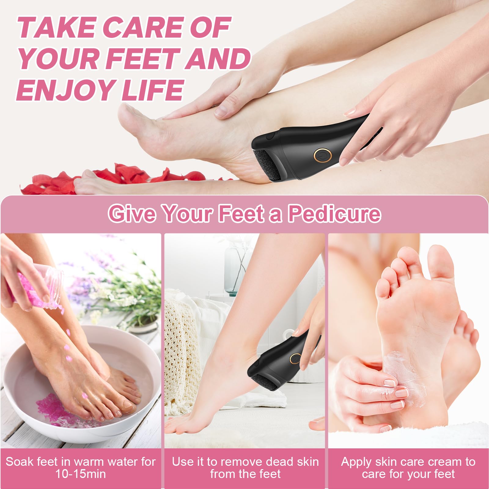 Spriak IPX7 waterproof design supports wet or dry foot care routines.