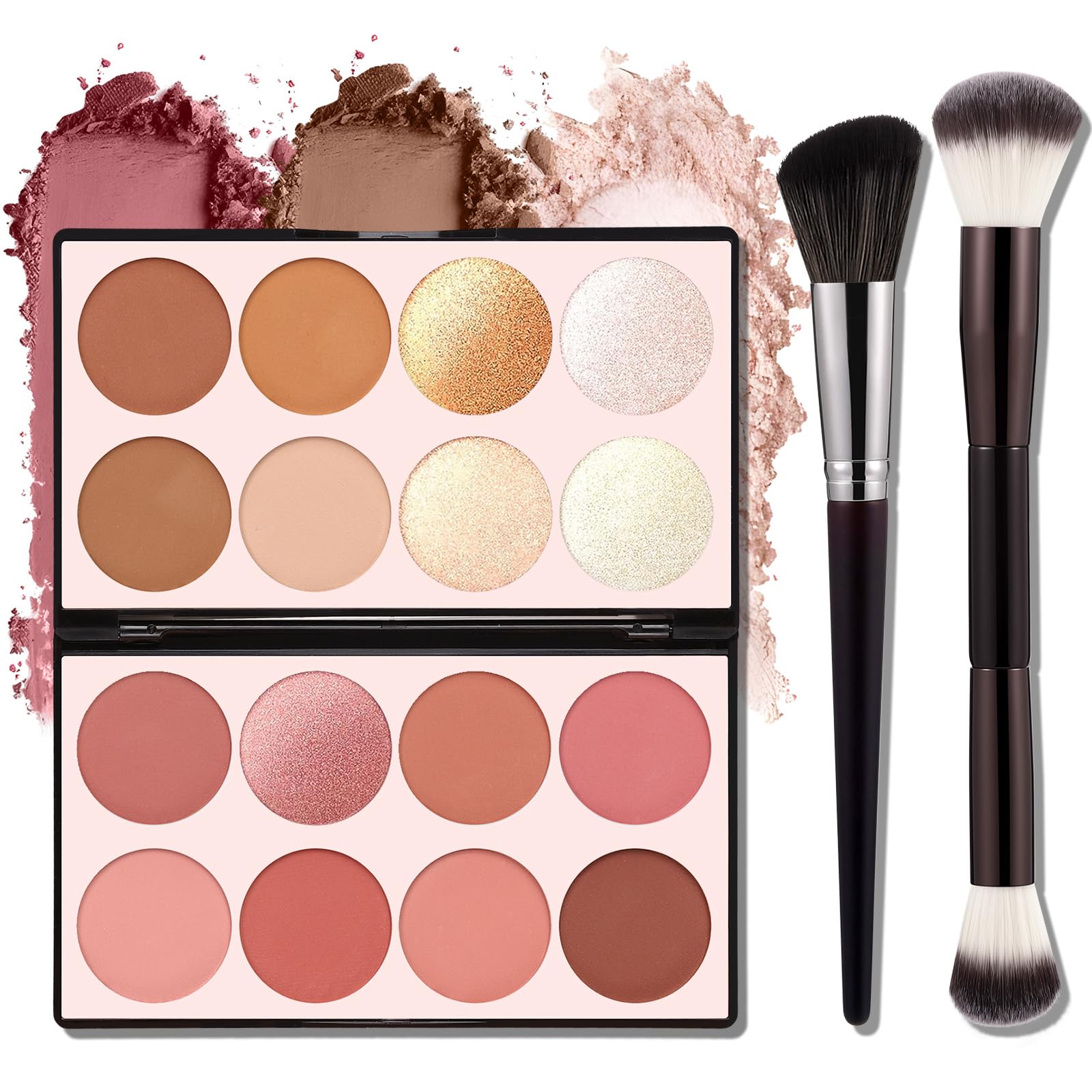 SPRINGSKY 16-color contour palette—open pans for quick shade matching and everyday glow.