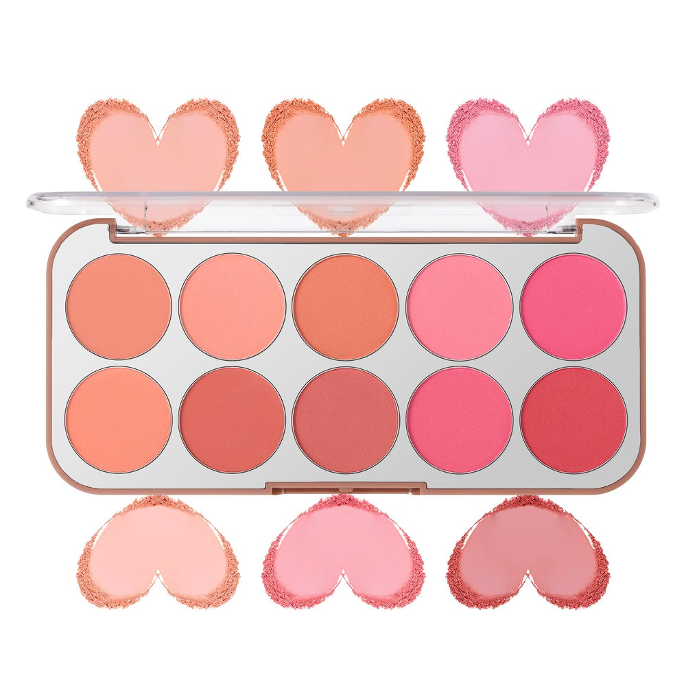 SPRINGSKY Paleta 10 coloretes para mejillas, tonos naturales para un acabado suave.
