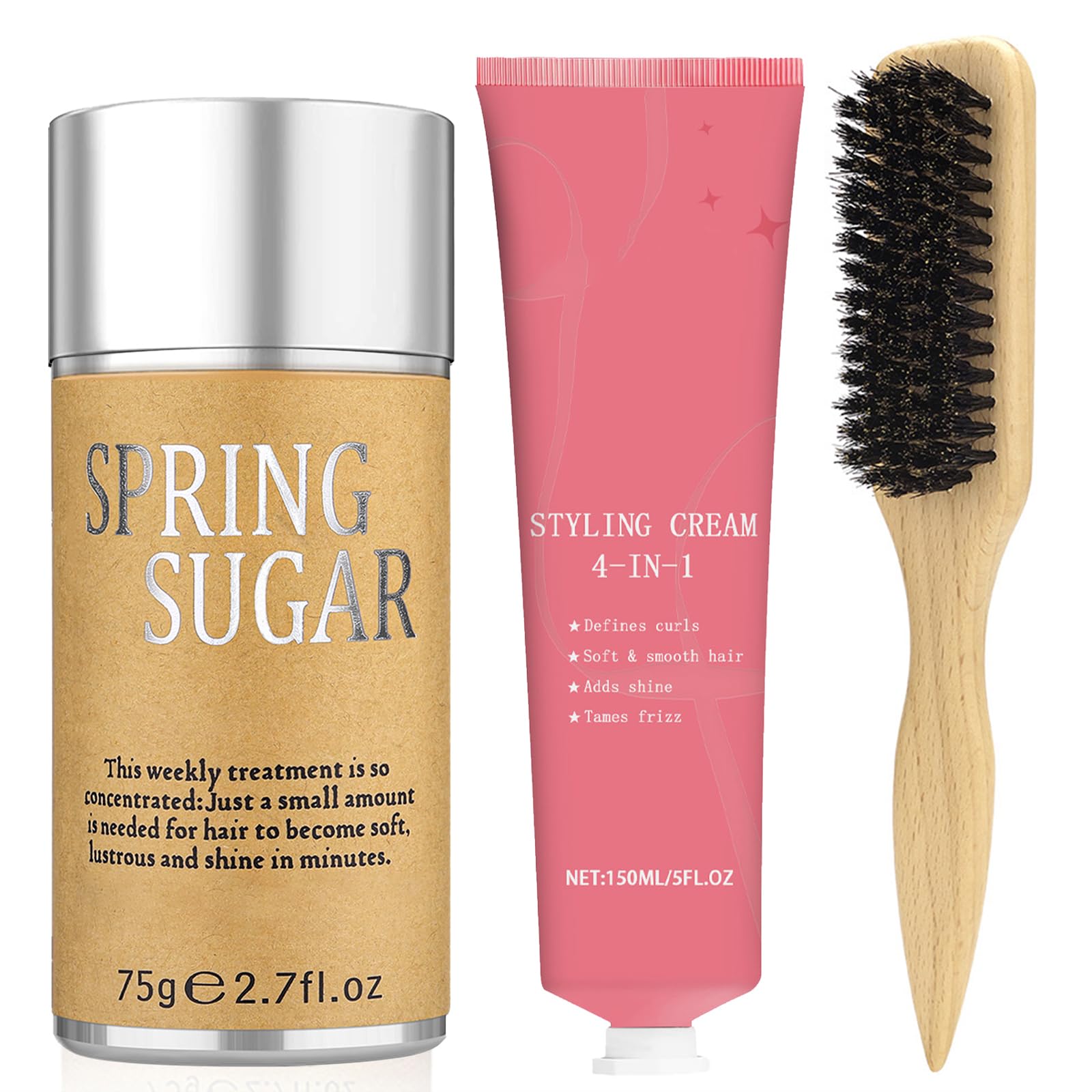 SPRINGSUGAR 4-in-1 styling cream package for versatile, sleek looks and easy styling.