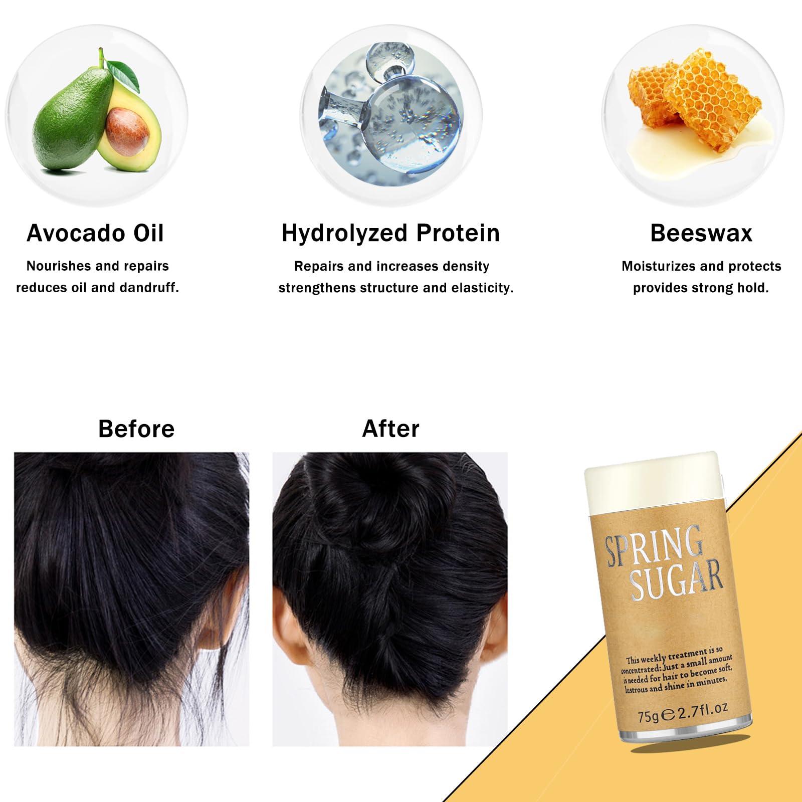 SPRINGSUGAR Edged ponytail with slick back style highlights durable, all day hold