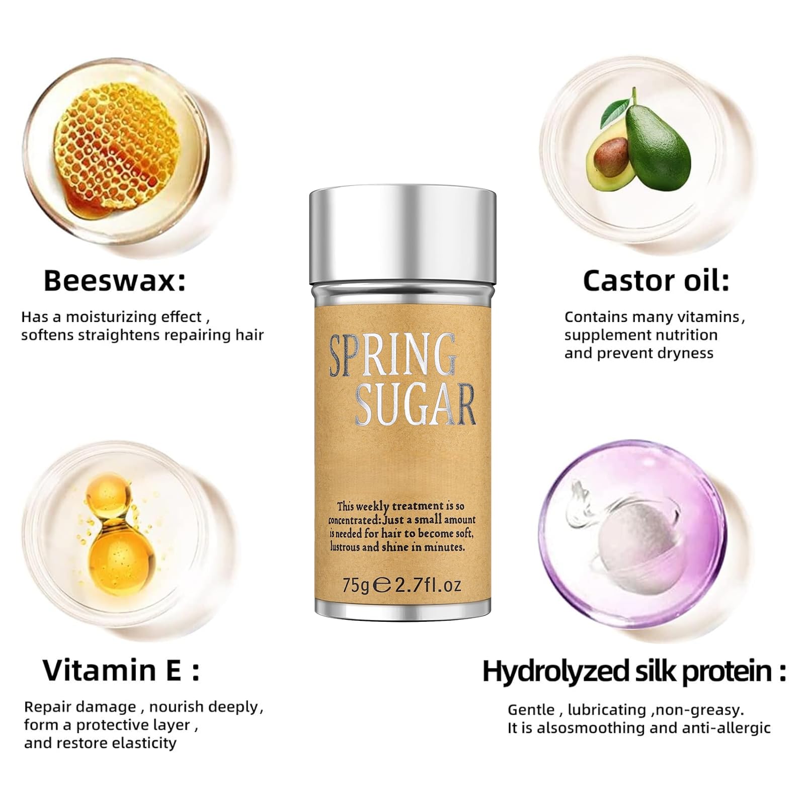 SPRINGSUGAR hair wax stick on natural hair delivering shiny, manageable finish