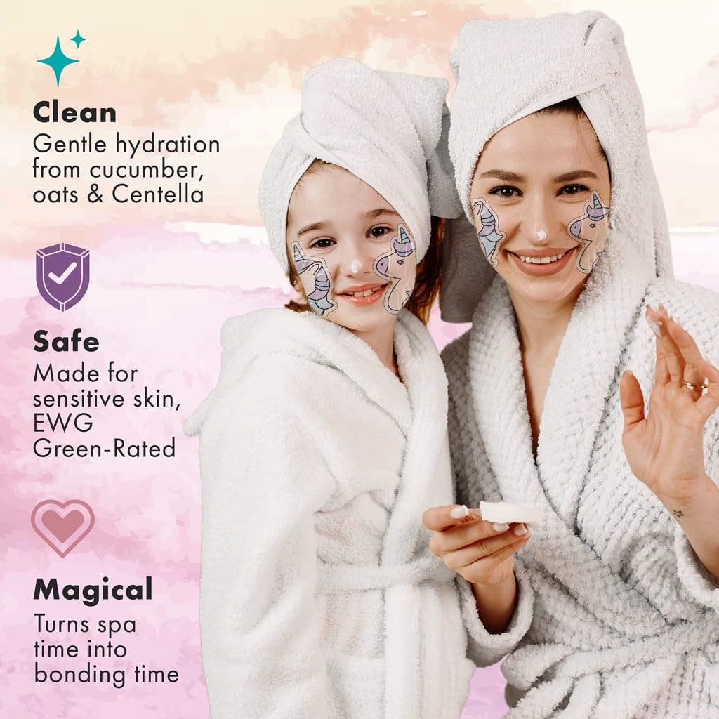 Sprk Naturals Unicorn mask with Centella Asiatica and cucumber promotes gentle hydration.