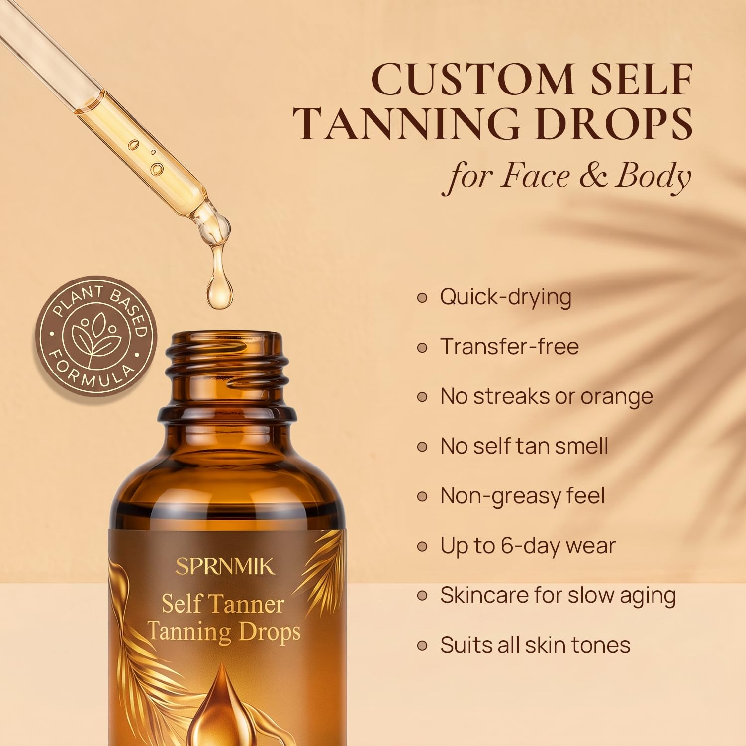 Sprnmik drops mixed into moisturizer on hand demonstrating easy blending