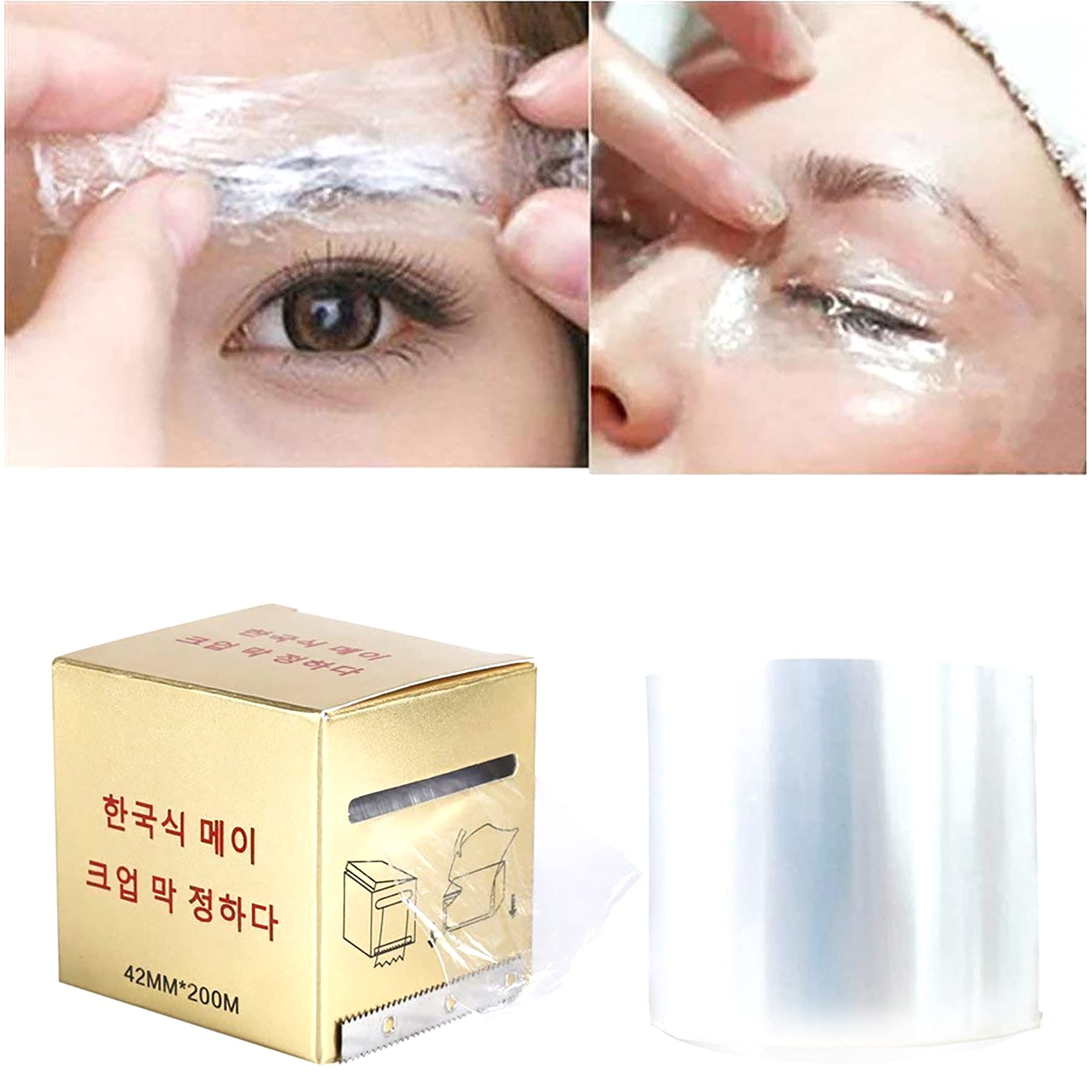 S.Q eyebrow tattoo film in use on eyebrow for precise coverage.