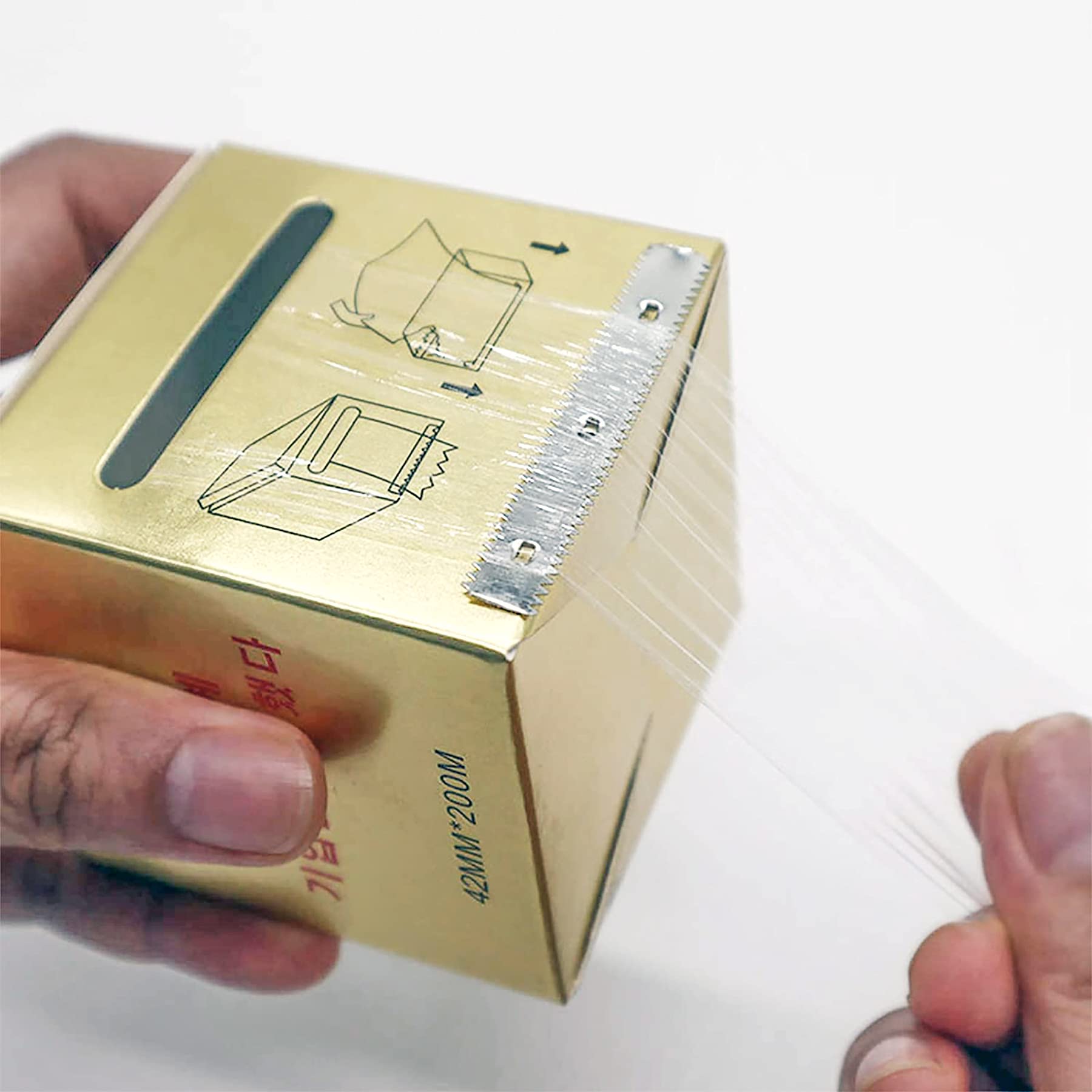 S.Q wrap film cutting box top view showing built-in cutter.