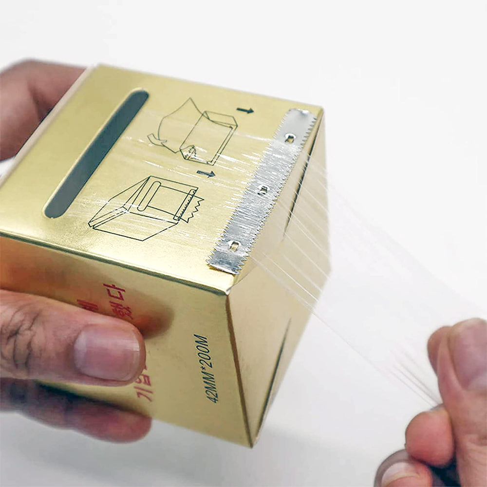 S.Q wrap film cutting box top view showing built-in cutter.