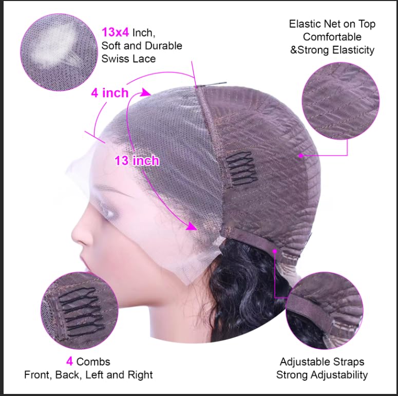 SQU&CIR 13x4 HD lace front cap with flexible parting for styling versatility.