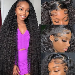 SQU&CIR deep wave lace front wig 28in with HD lace for natural parting and versatile styling.