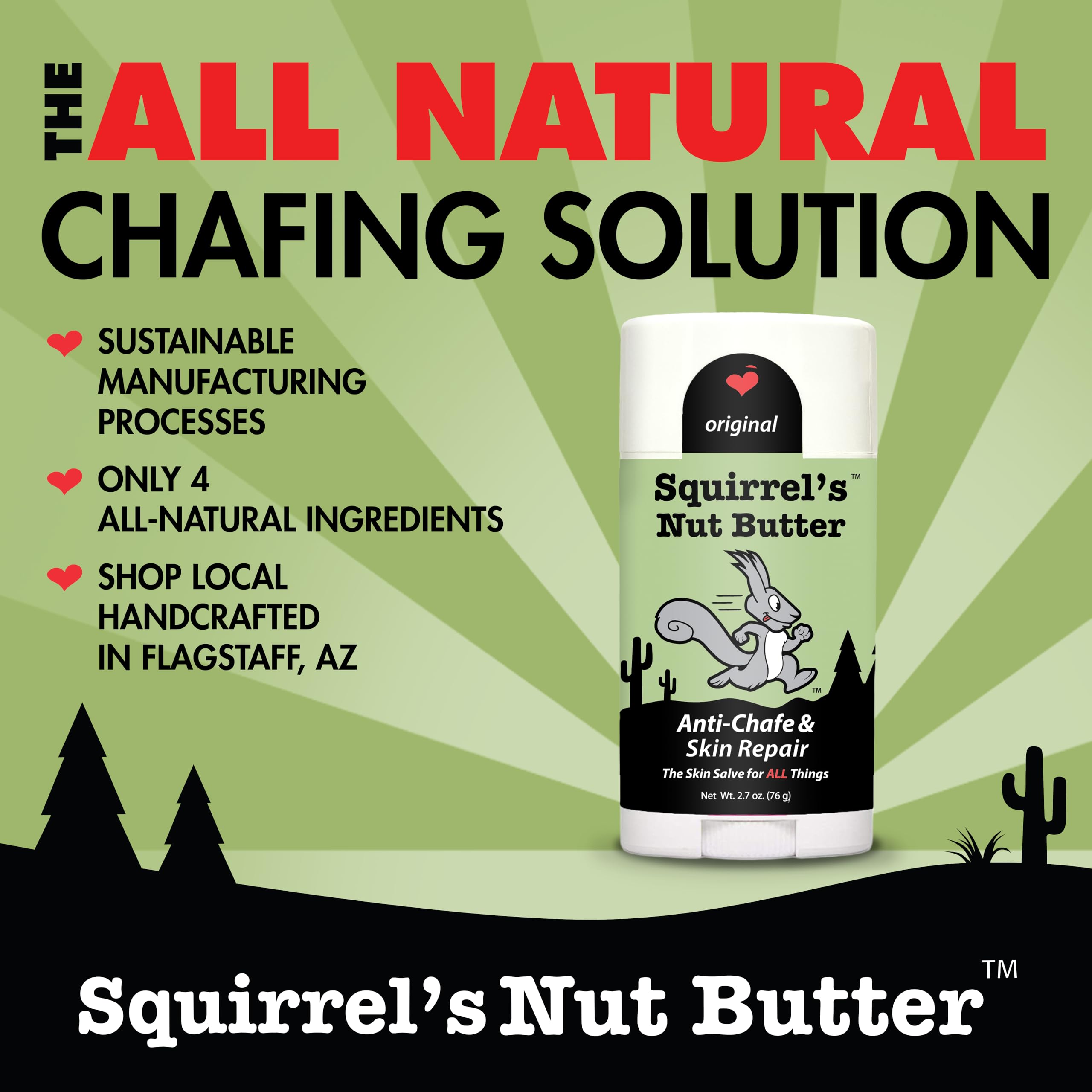 Squirrel's Nut Butter Anti Chafe Stick on arm area reduces friction during workouts.