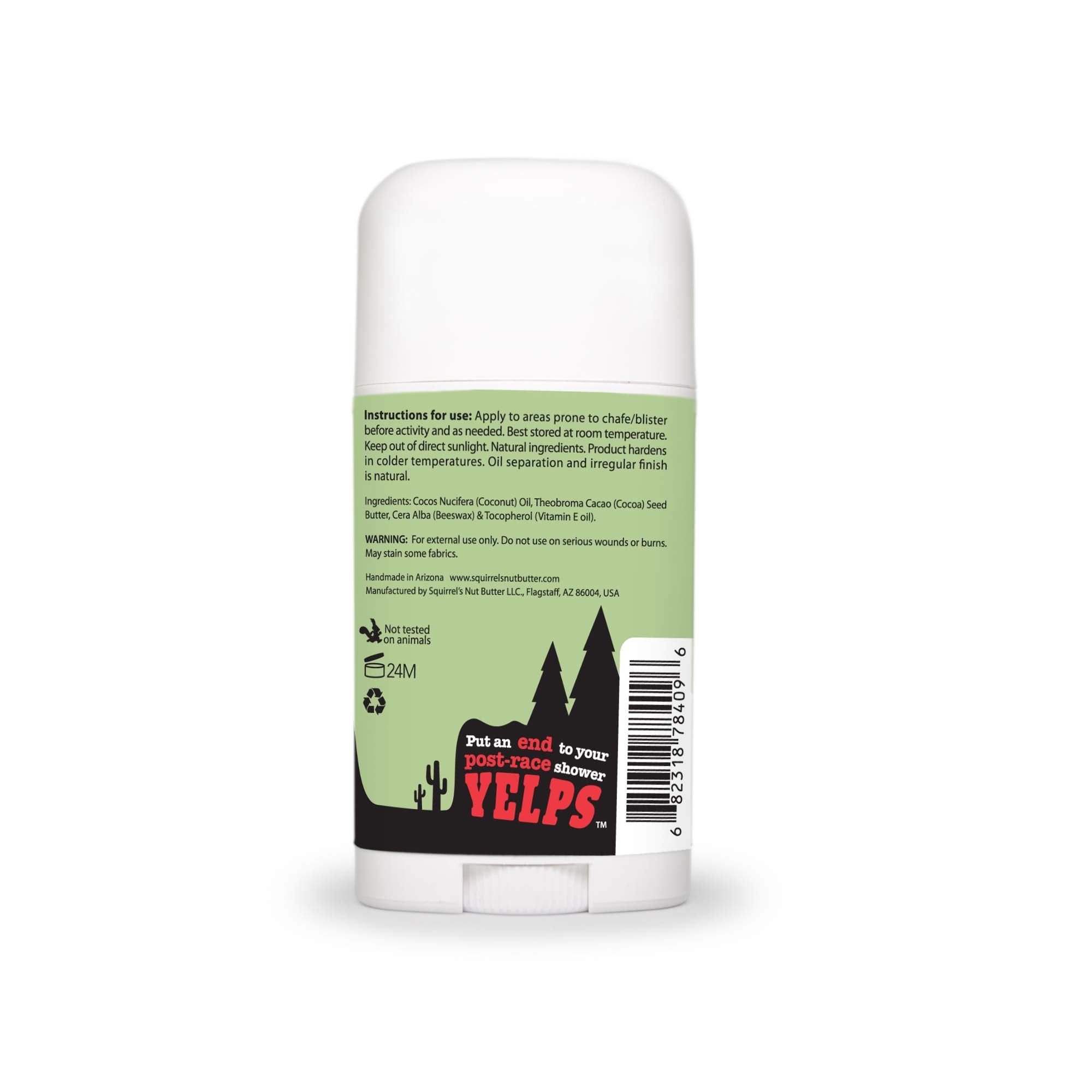 Squirrel's Nut Butter Anti Chafe Stick closeup highlights compact design.