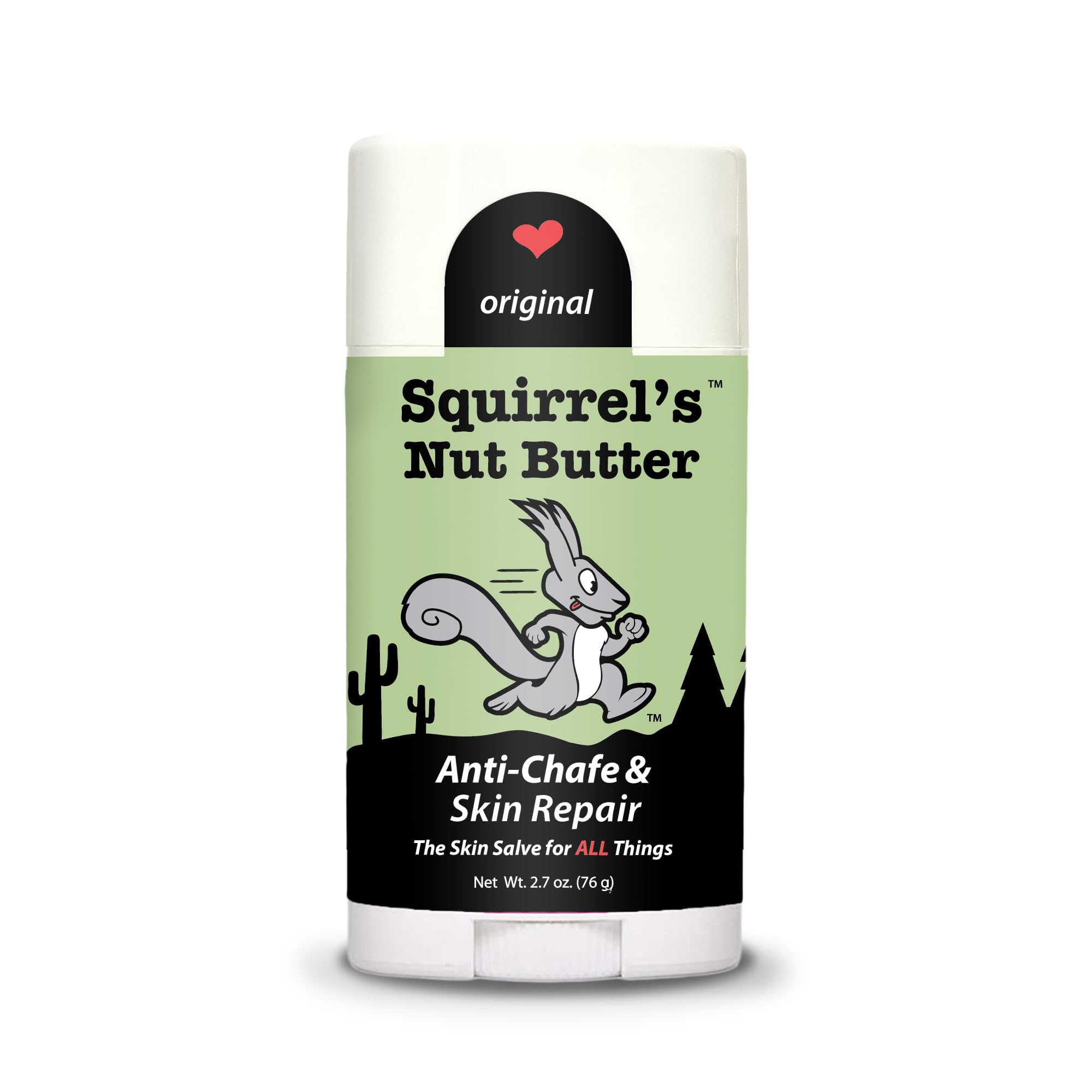Squirrel's Nut Butter Anti Chafe Stick on thigh area prevents rubbing during runs.