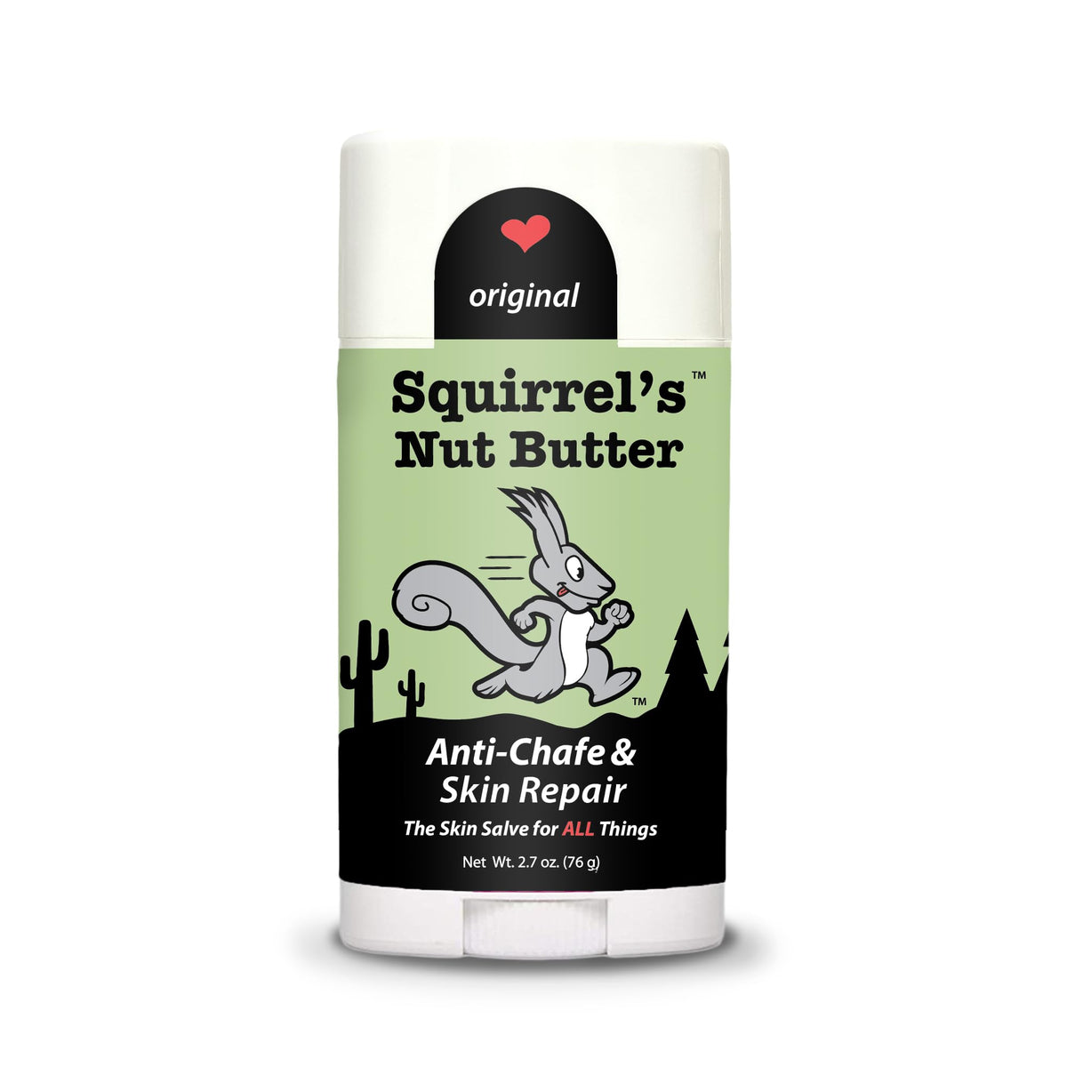 Squirrel's Nut Butter Anti Chafe Stick on thigh area prevents rubbing during runs.