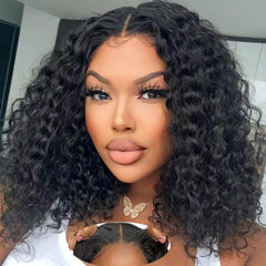 Srakuw wear and go glueless wig close-up, 14 inch water wave bob for quick styling