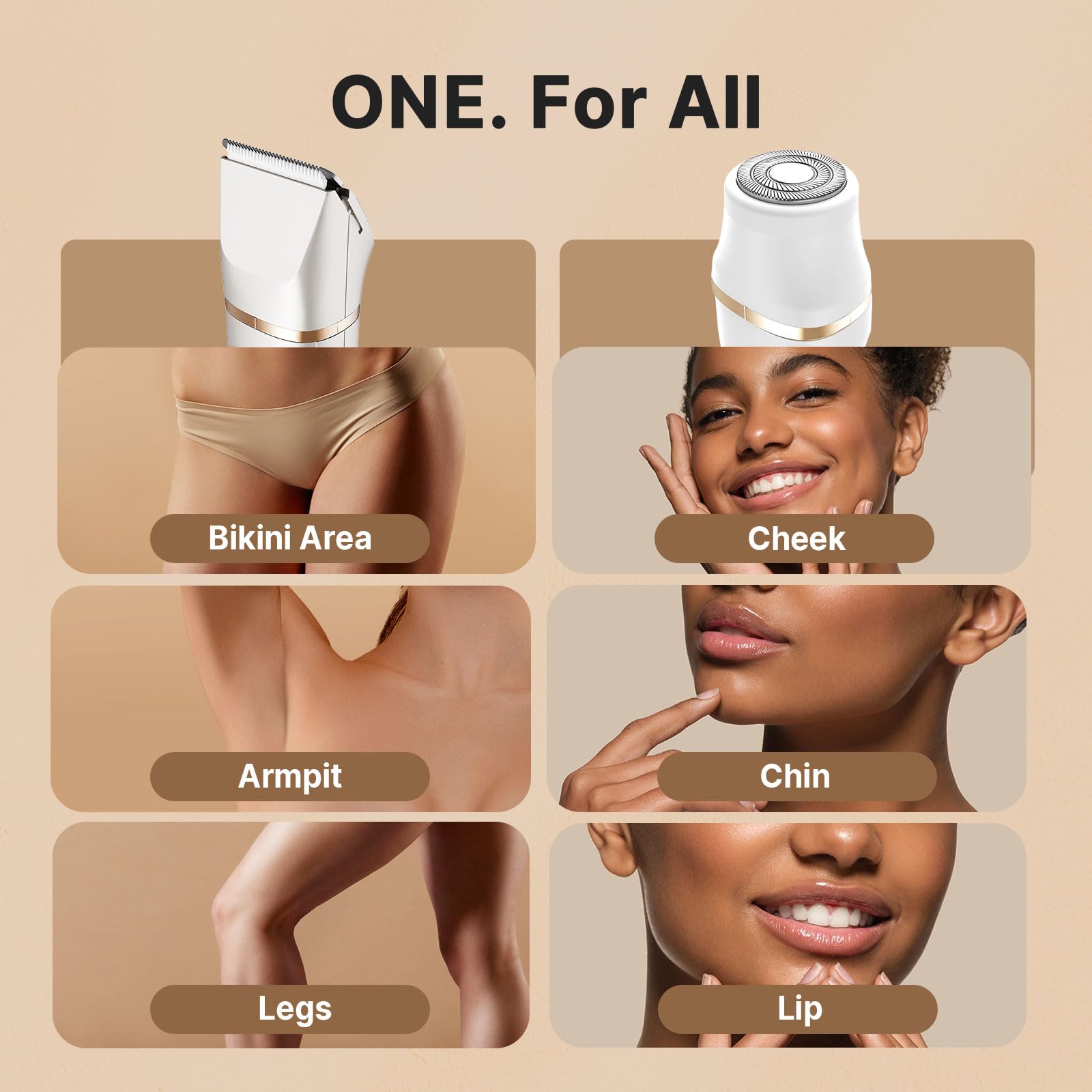 Srbydt bikini trimmer with 2-in-1 heads for body and facial grooming.