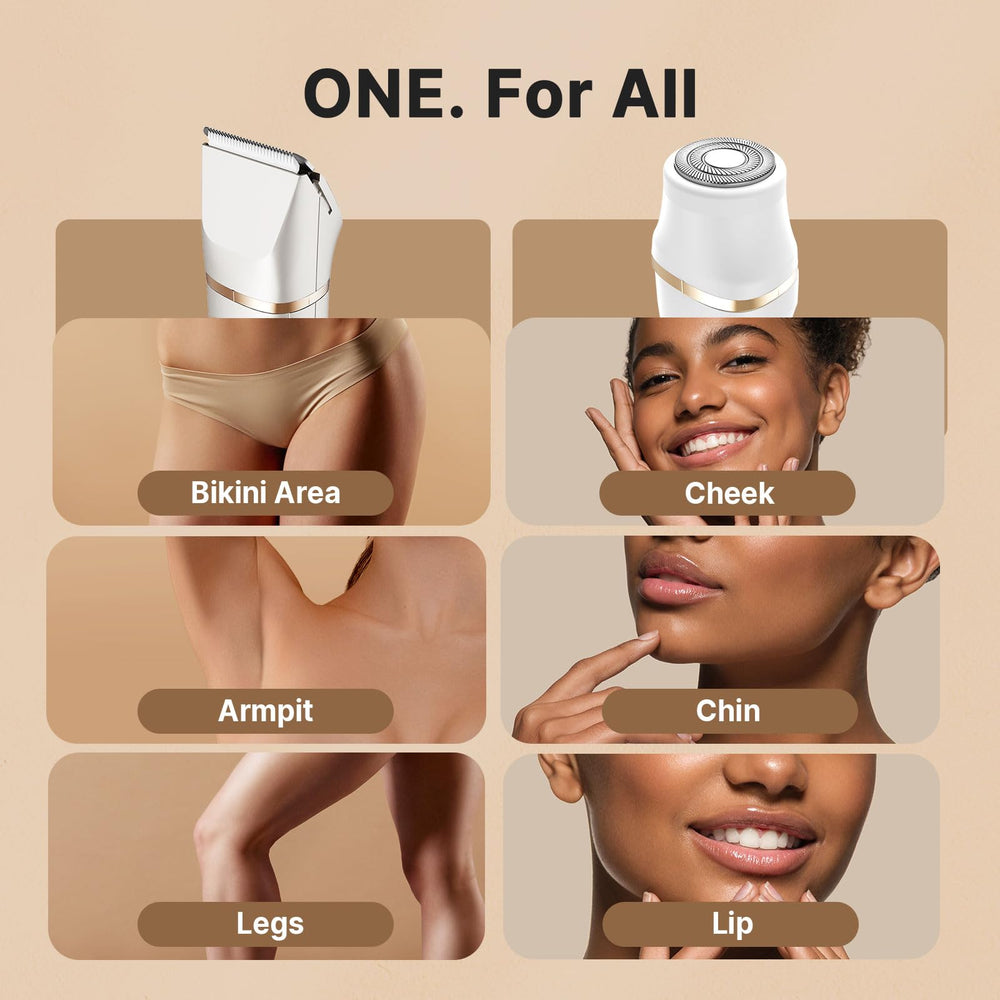 Srbydt bikini trimmer with 2-in-1 heads for body and facial grooming.
