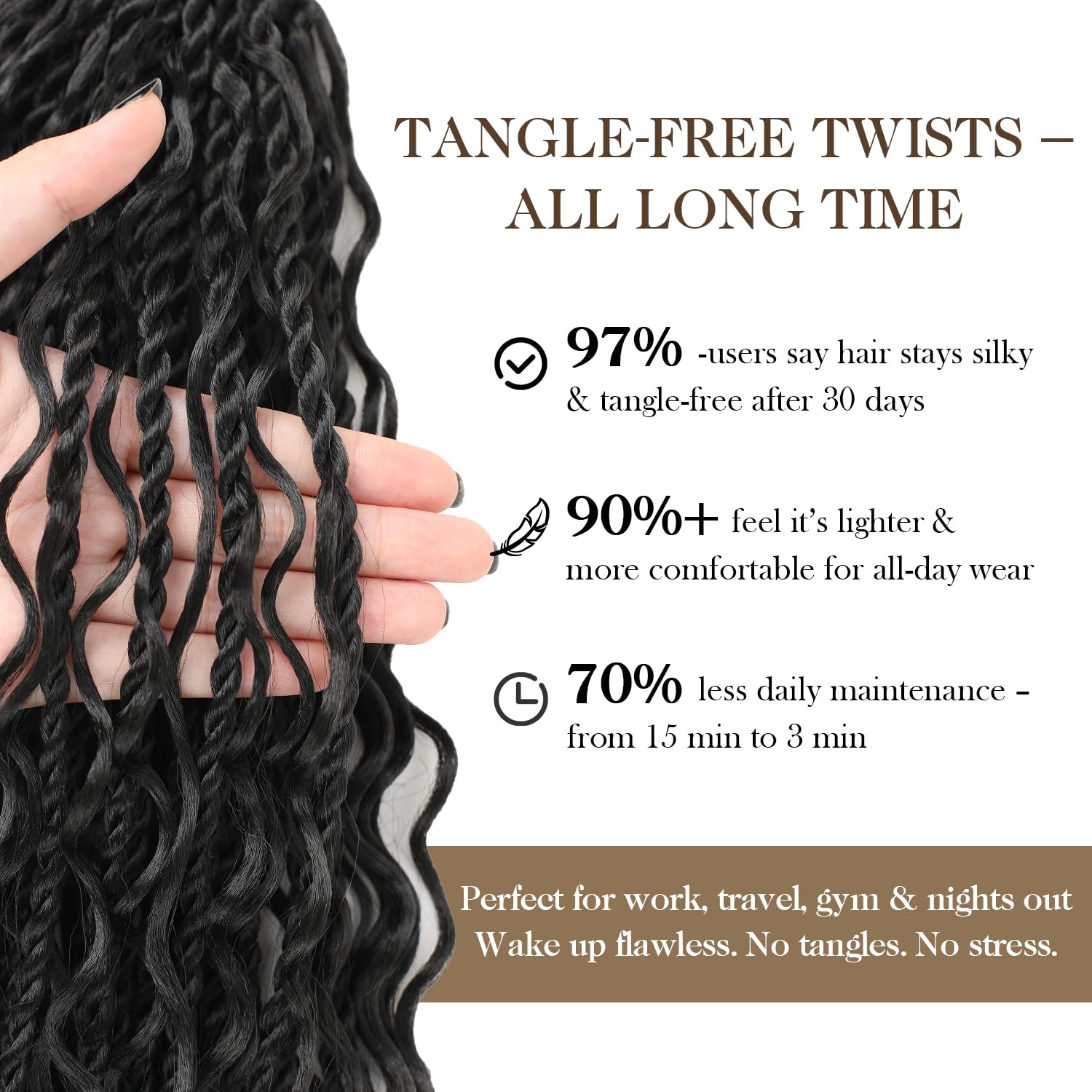 Srcdtvlk two-curls volume hair showing fluffy movement and light feel