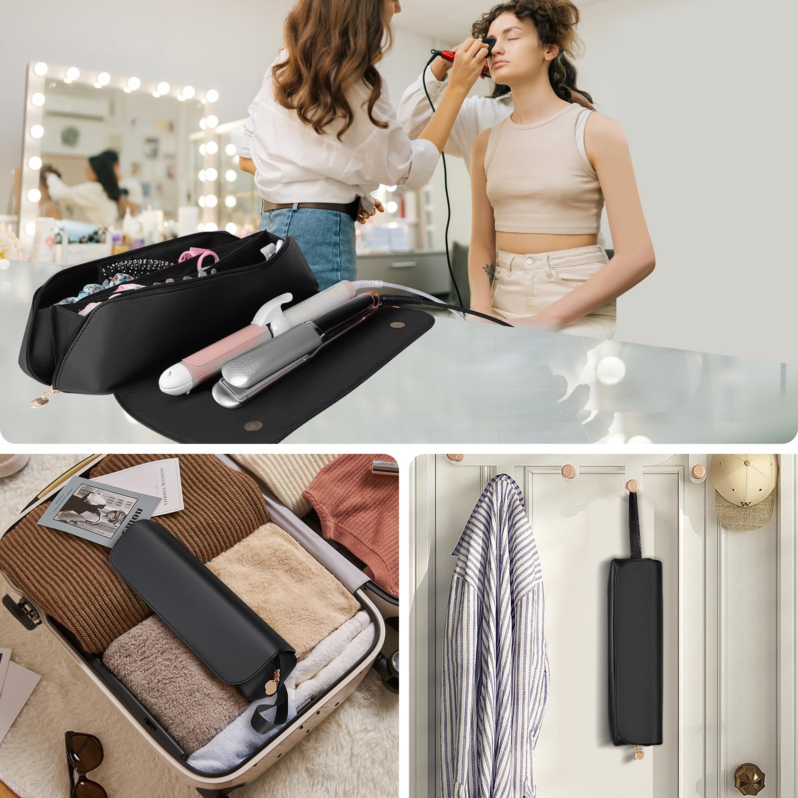 SS Hair Tools Travel Bag in suitcase ready for travel.