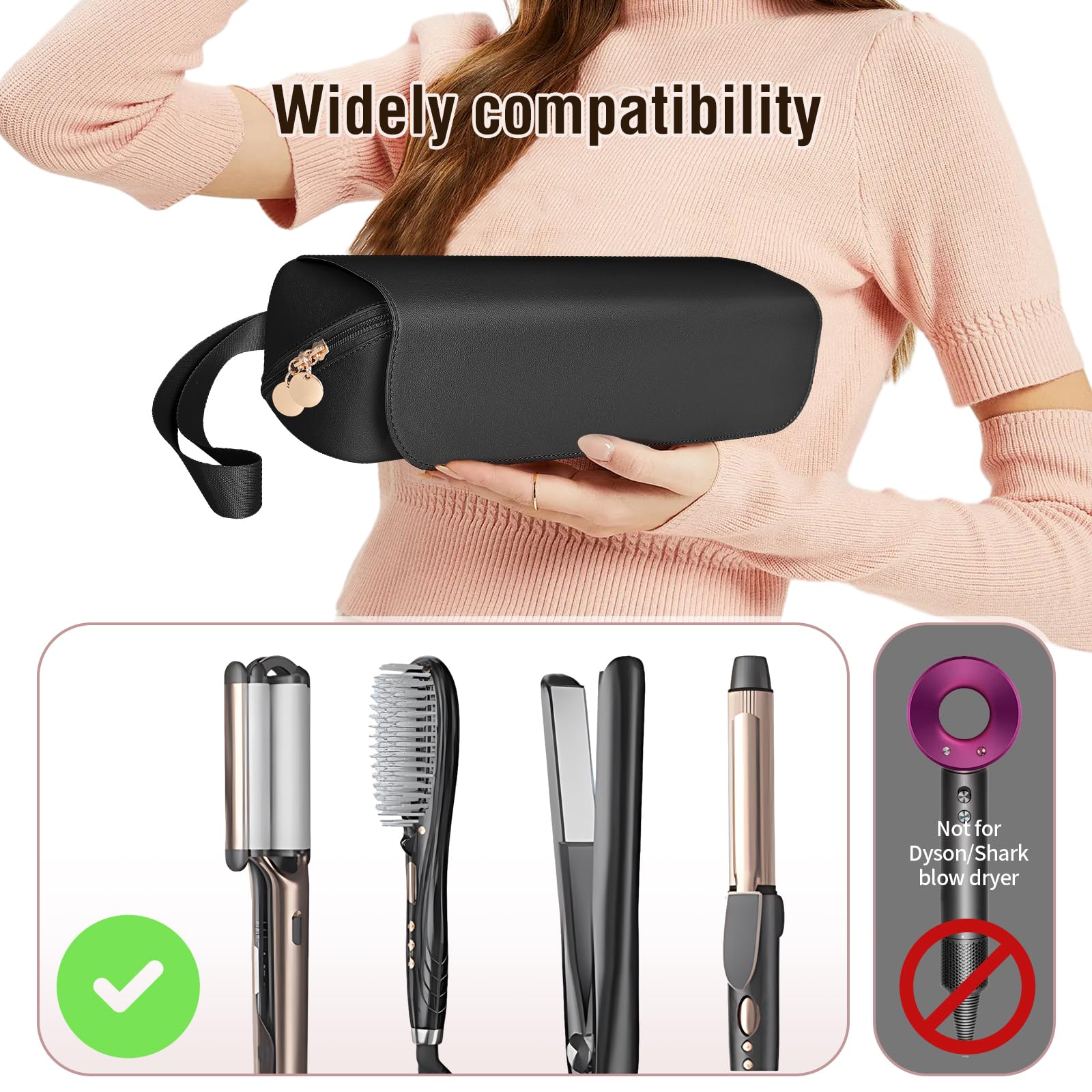 SS Hair Tools Travel Bag side handle enables easy carrying and hanging.