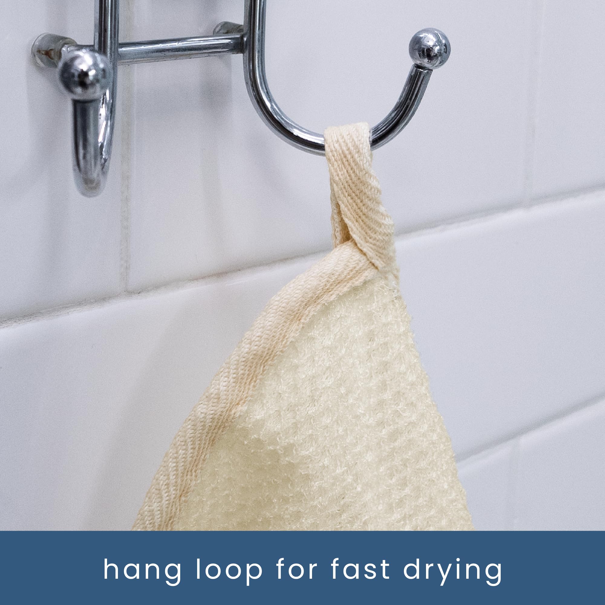 S&T INC washcloth hang loop close-up shows quick-dry convenience.
