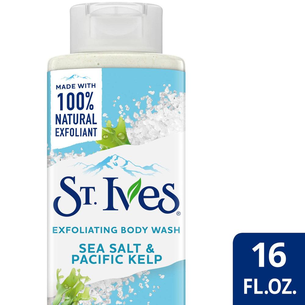 St. Ives 100% recycled plastic bottle on display underscores eco-friendly packaging.