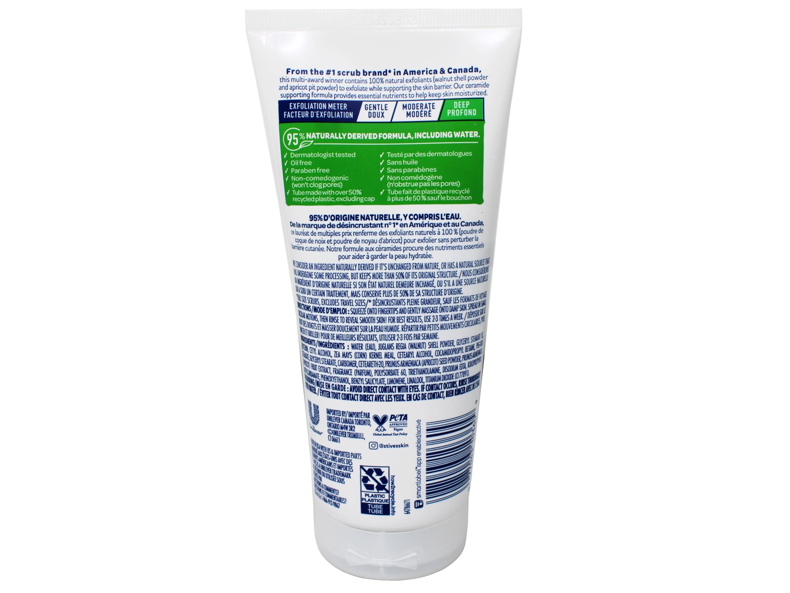 St. Ives Fresh Skin Scrub Apricot ingredients graphic signals natural exfoliant.