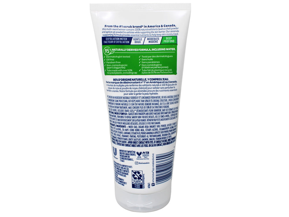 St. Ives Fresh Skin Scrub Apricot ingredients graphic signals natural exfoliant.