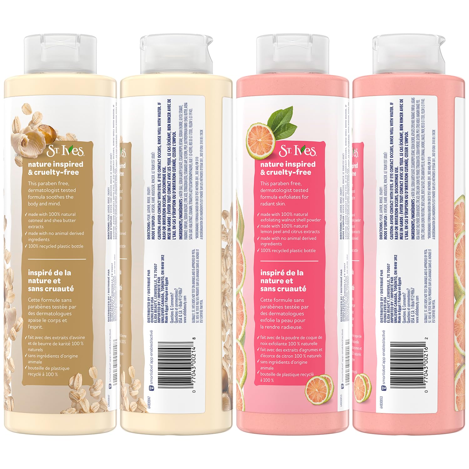 St. Ives body wash variety-pack box shows two scents for shared bathroom routines.