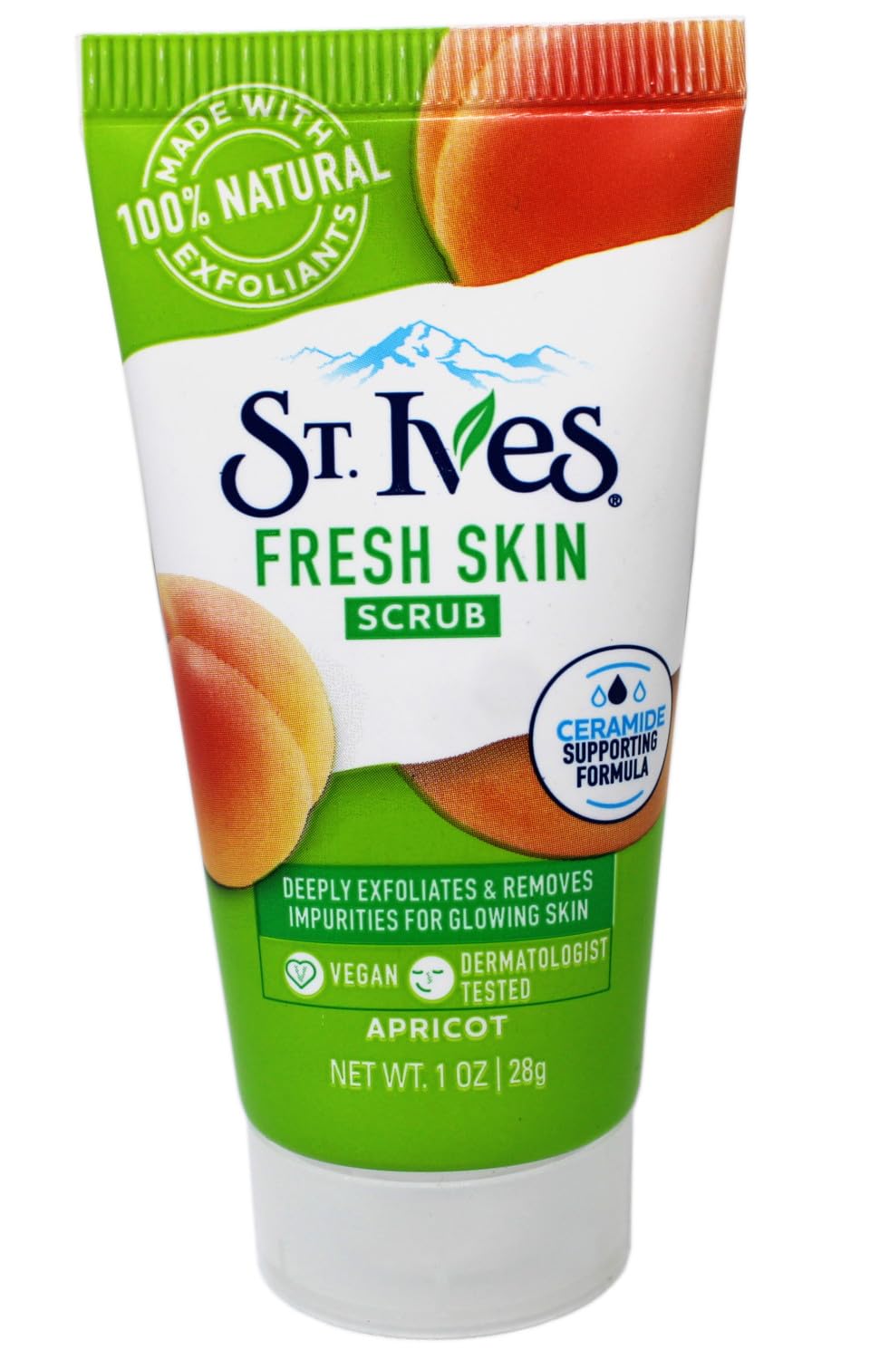St. Ives Fresh Skin Scrub apricot texture close-up highlights natural exfoliant