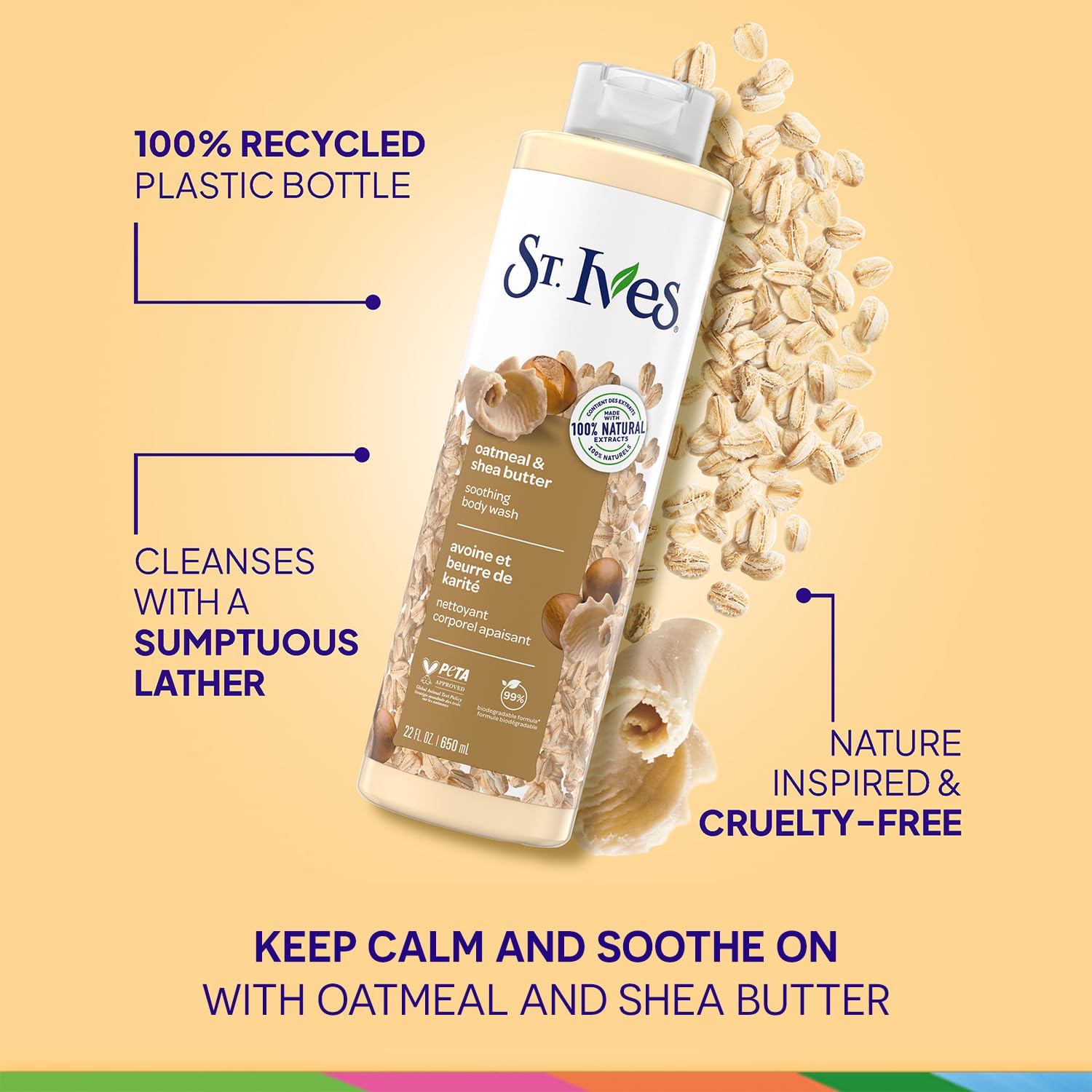 St. Ives natural extracts label signals paraben-free, gentle formula.