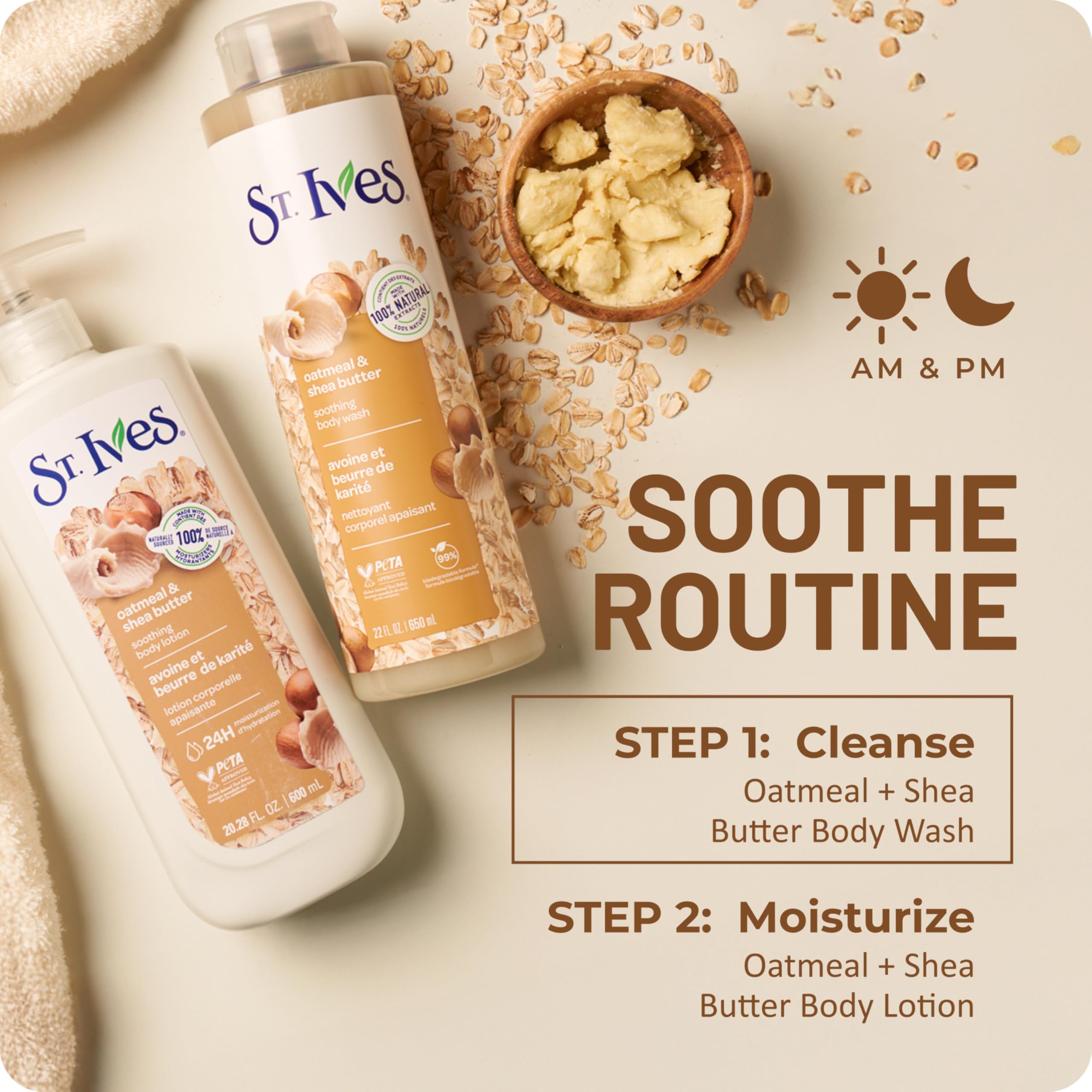 St. Ives on bathroom shelf in lifestyle setting for everyday calm