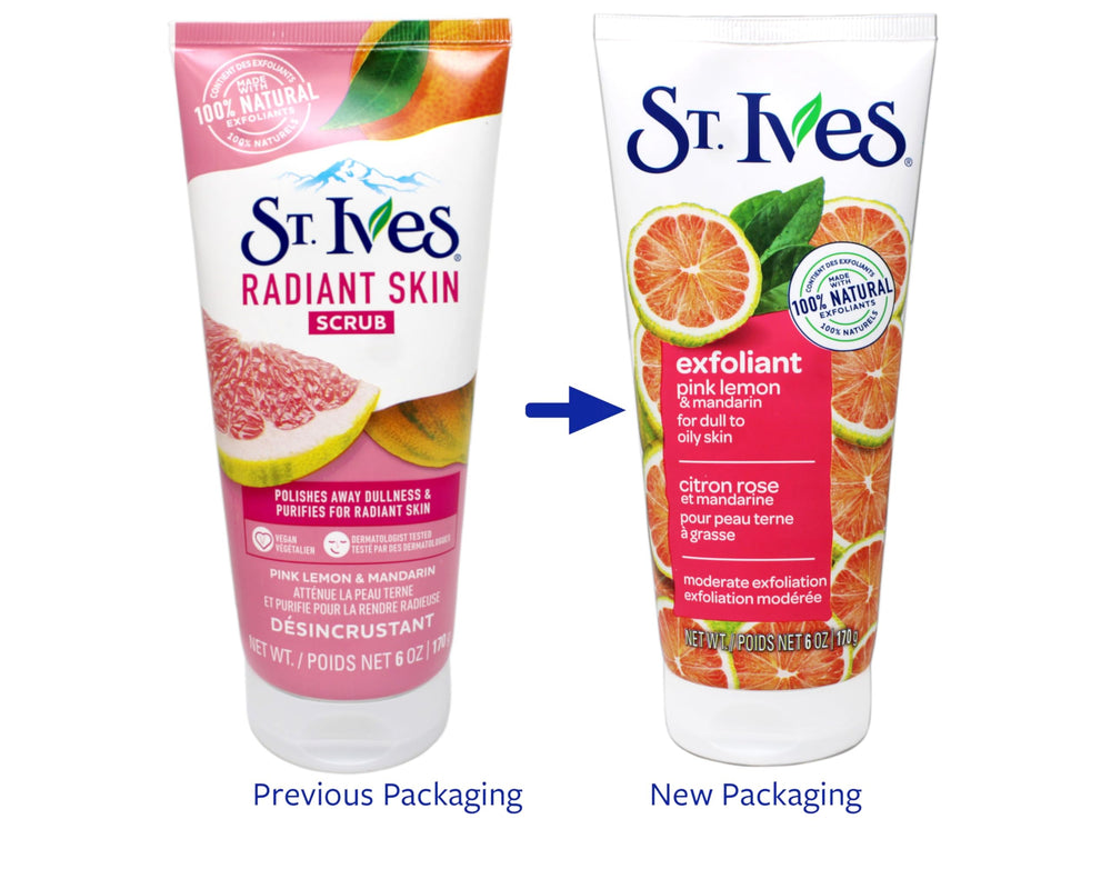 St. Ives pink lemon and mandarin scent supports a refreshing morning skincare routine.