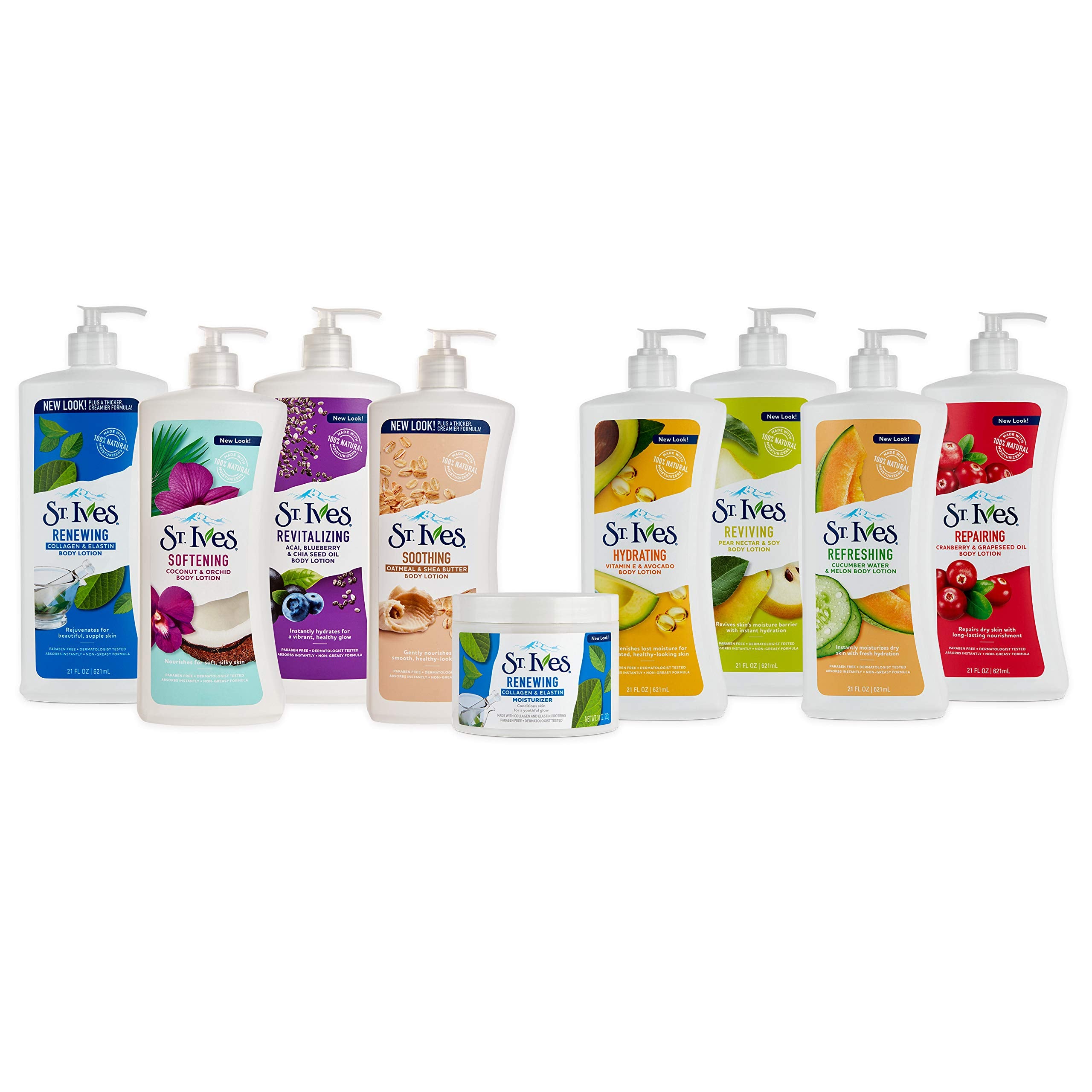 St. Ives plant-based moisturizers graphic with soybean oil and glycerin