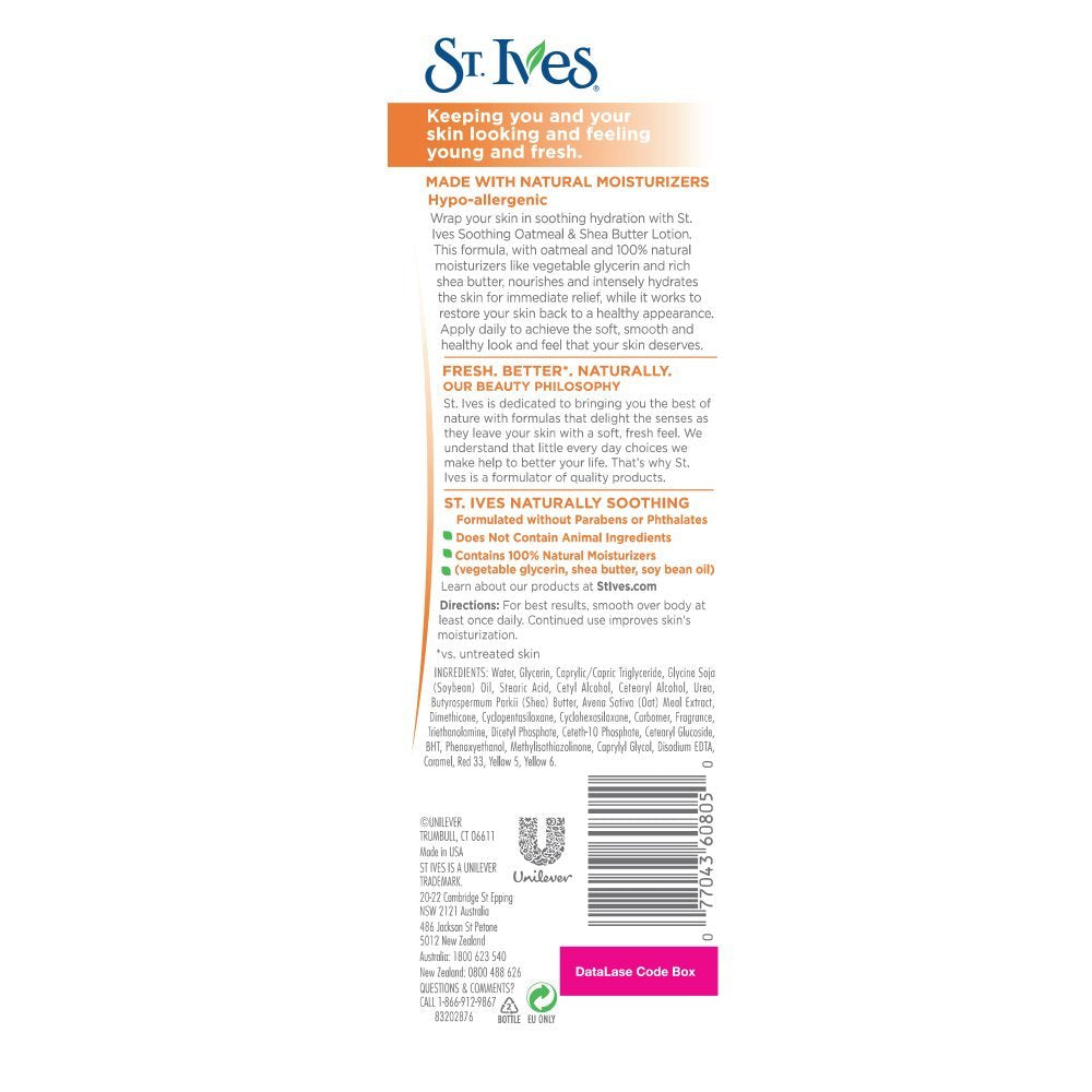 St. Ives lotion pump close-up displaying creamy, fast-absorbing texture