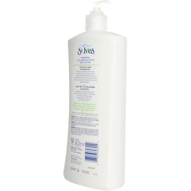 St. Ives Renewing Lotion creamy texture close-up on skin.